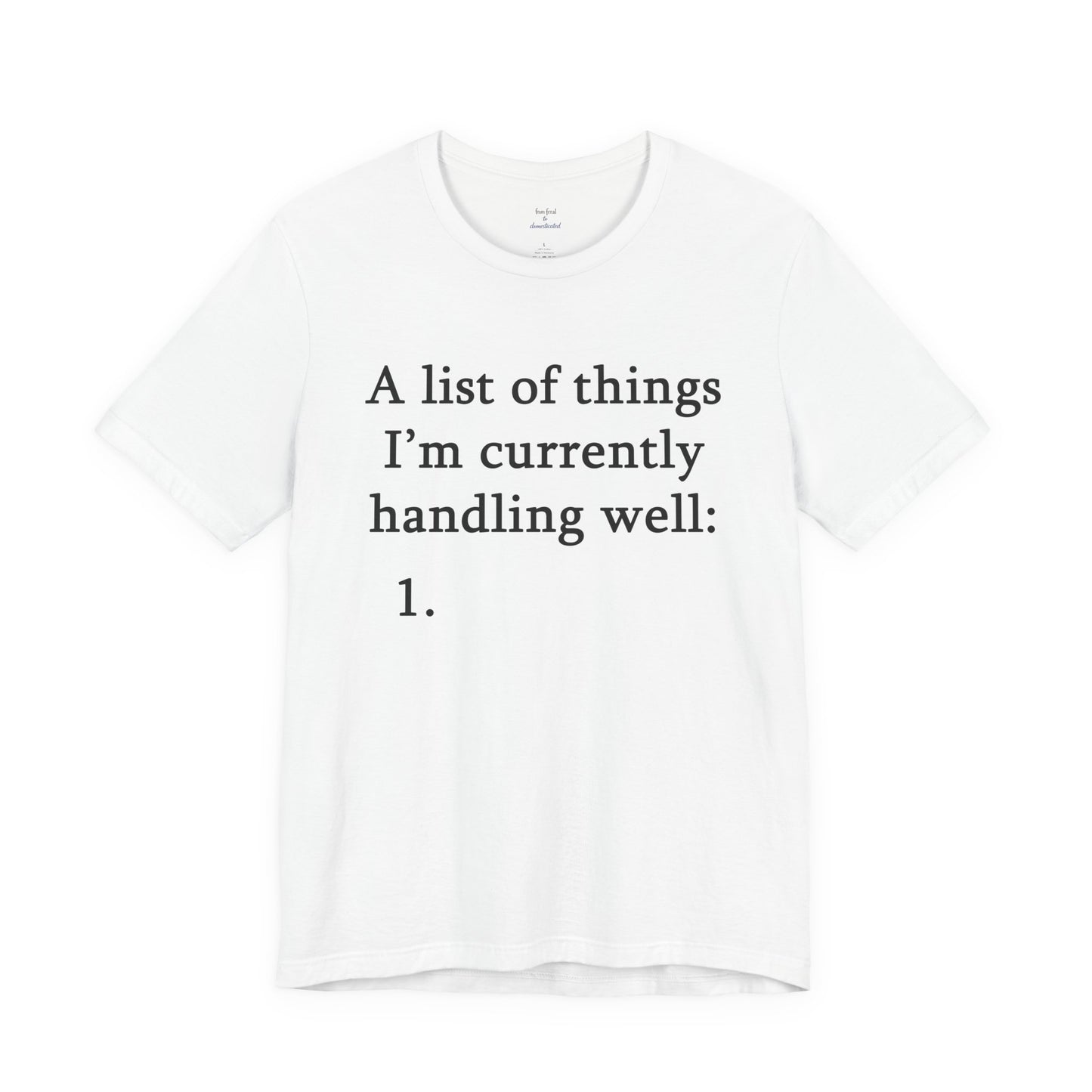 Funny 'A List of Things I'm Currently Handling Well' T-Shirt