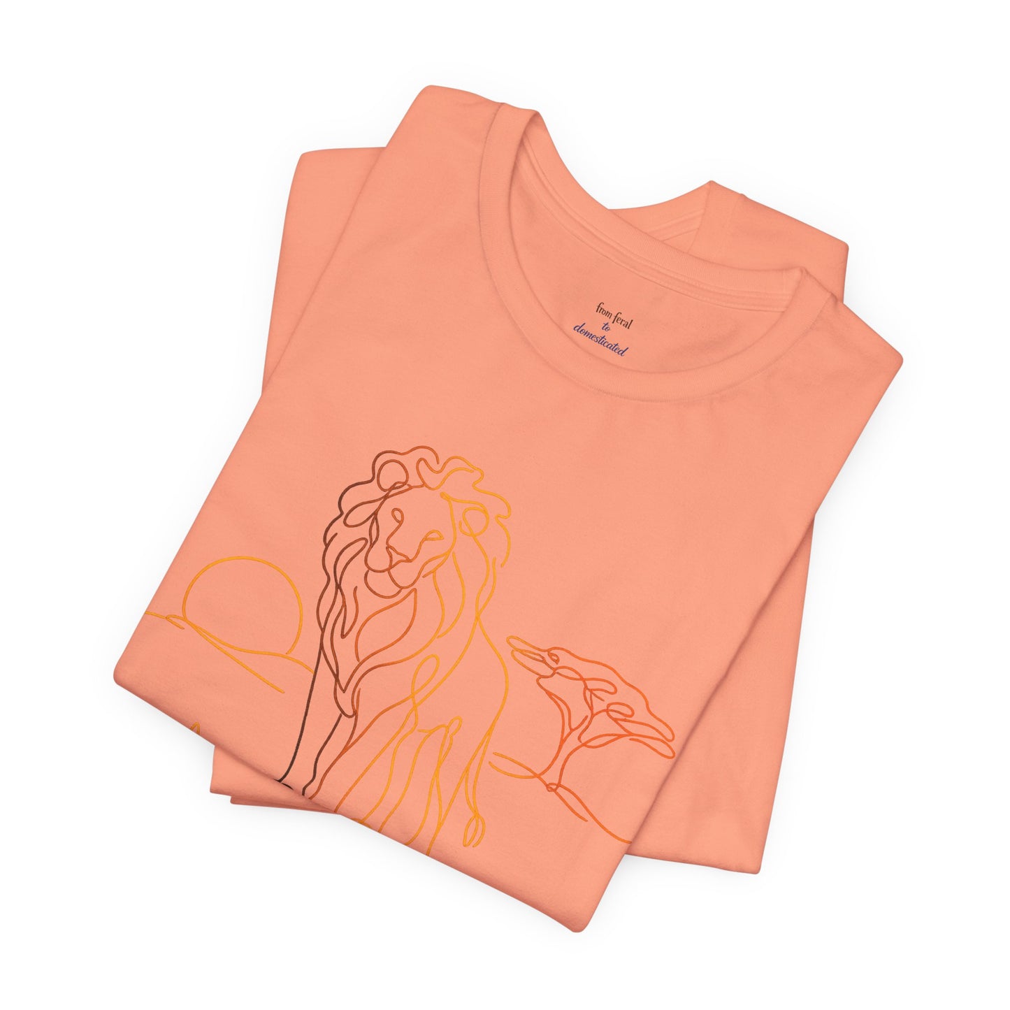 Lion Sunset Tee — Minimal Line Art Safari T-Shirt