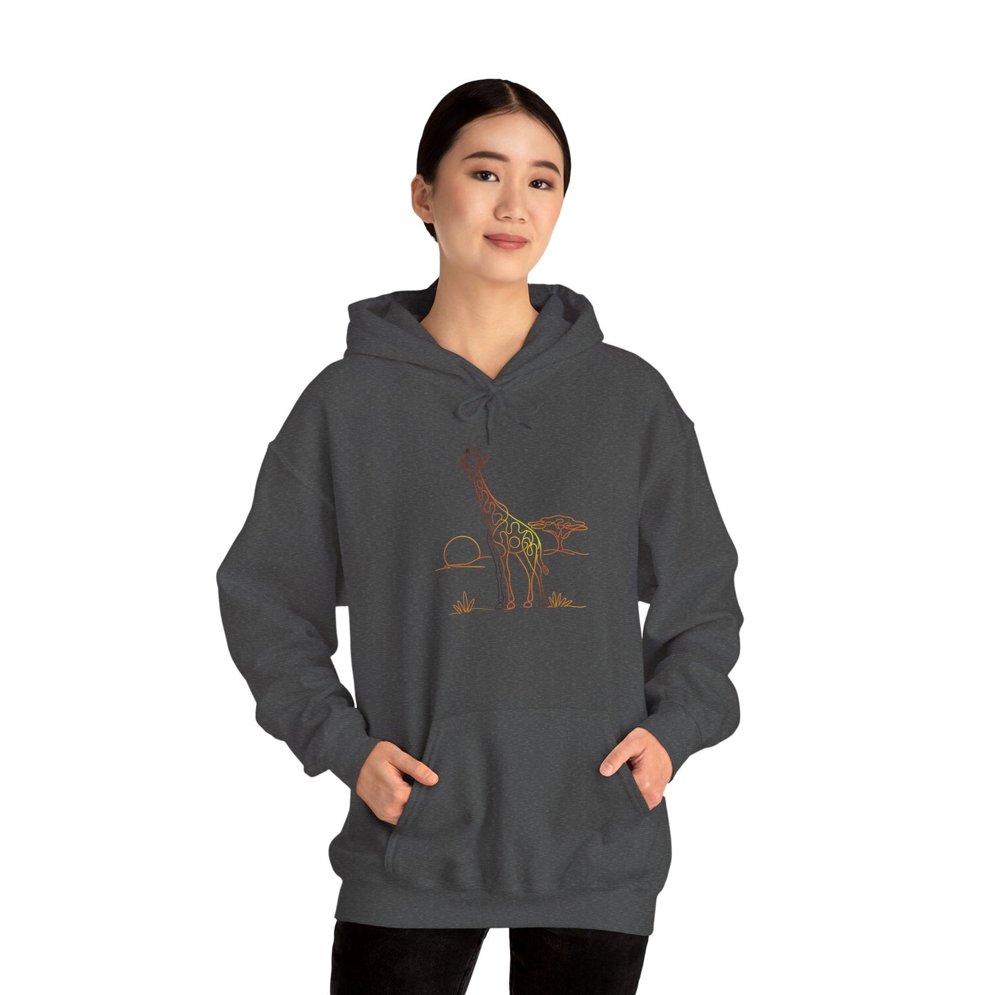 Giraffe Line Art Hoodie – Minimal Safari Illustration