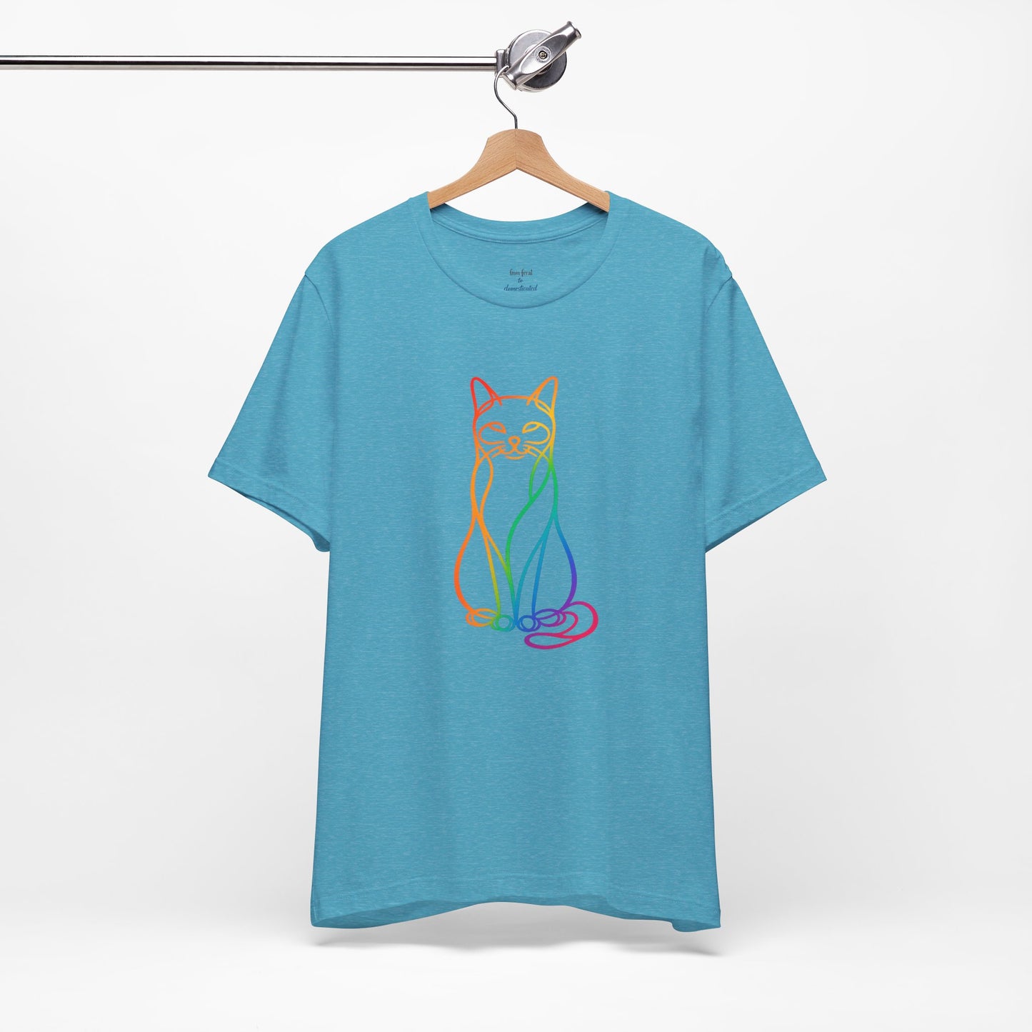 Colorful Line-Work Sitting Cat T-Shirt
