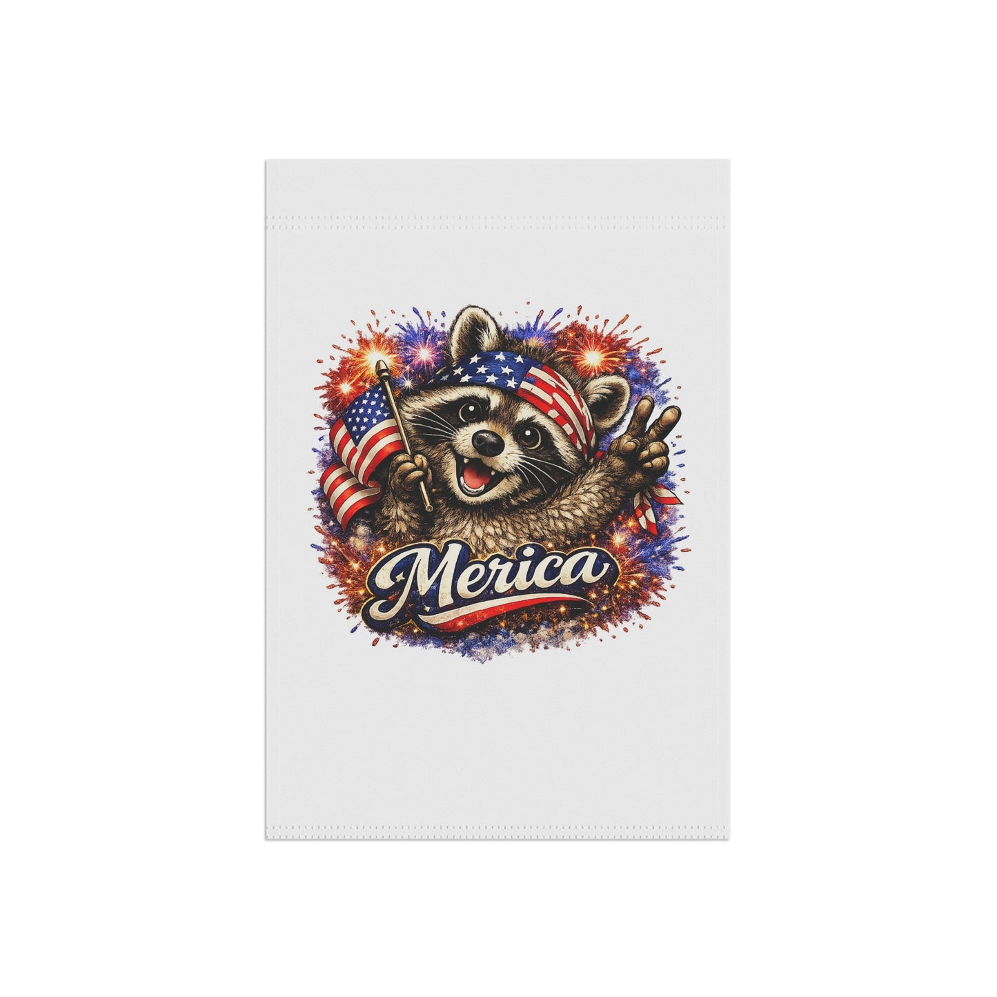 Patriotic Raccoon 250 Garden Flag — 4th of July House Banner