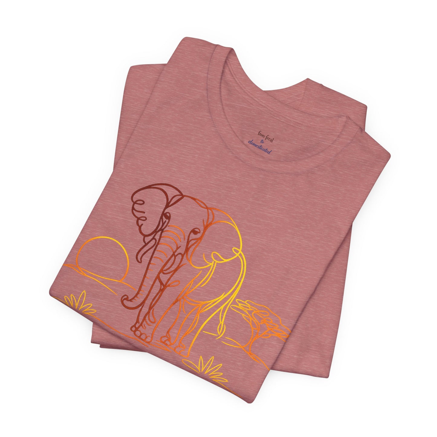 Elephant Sunset Tee — Minimal Line Art Safari T-Shirt