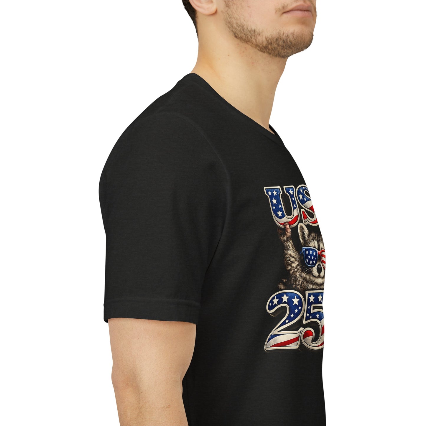 Patriot Raccoon 250th Anniversary T-Shirt — 4th of July Fireworks Flag Tee