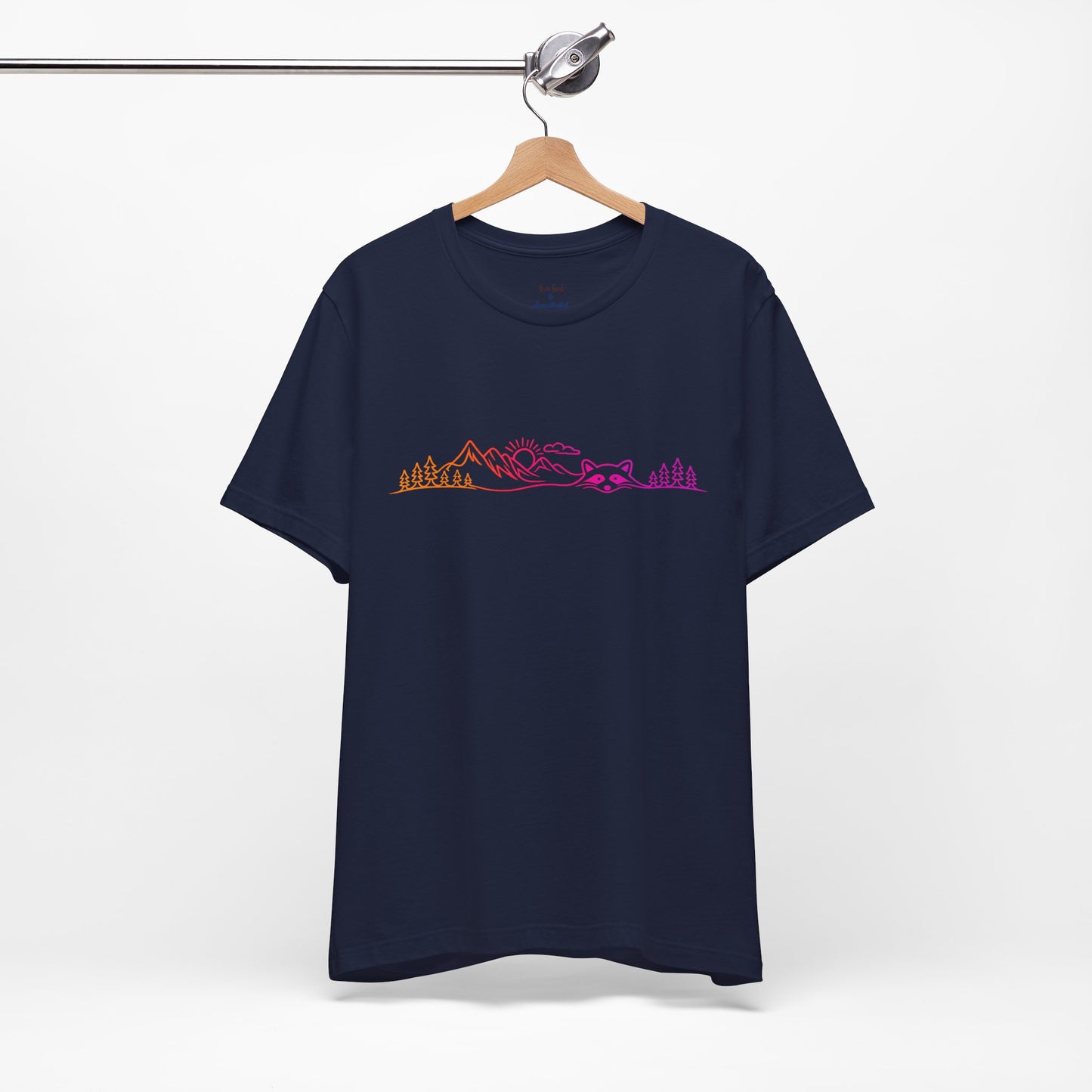 Raccoon Tee — Minimal Line Raccoon Scenic Graphic T-Shirt