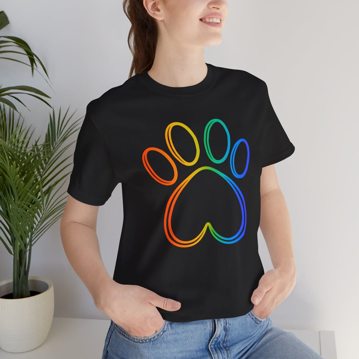 Heart/Paw Colorful Line-Work T-Shirt