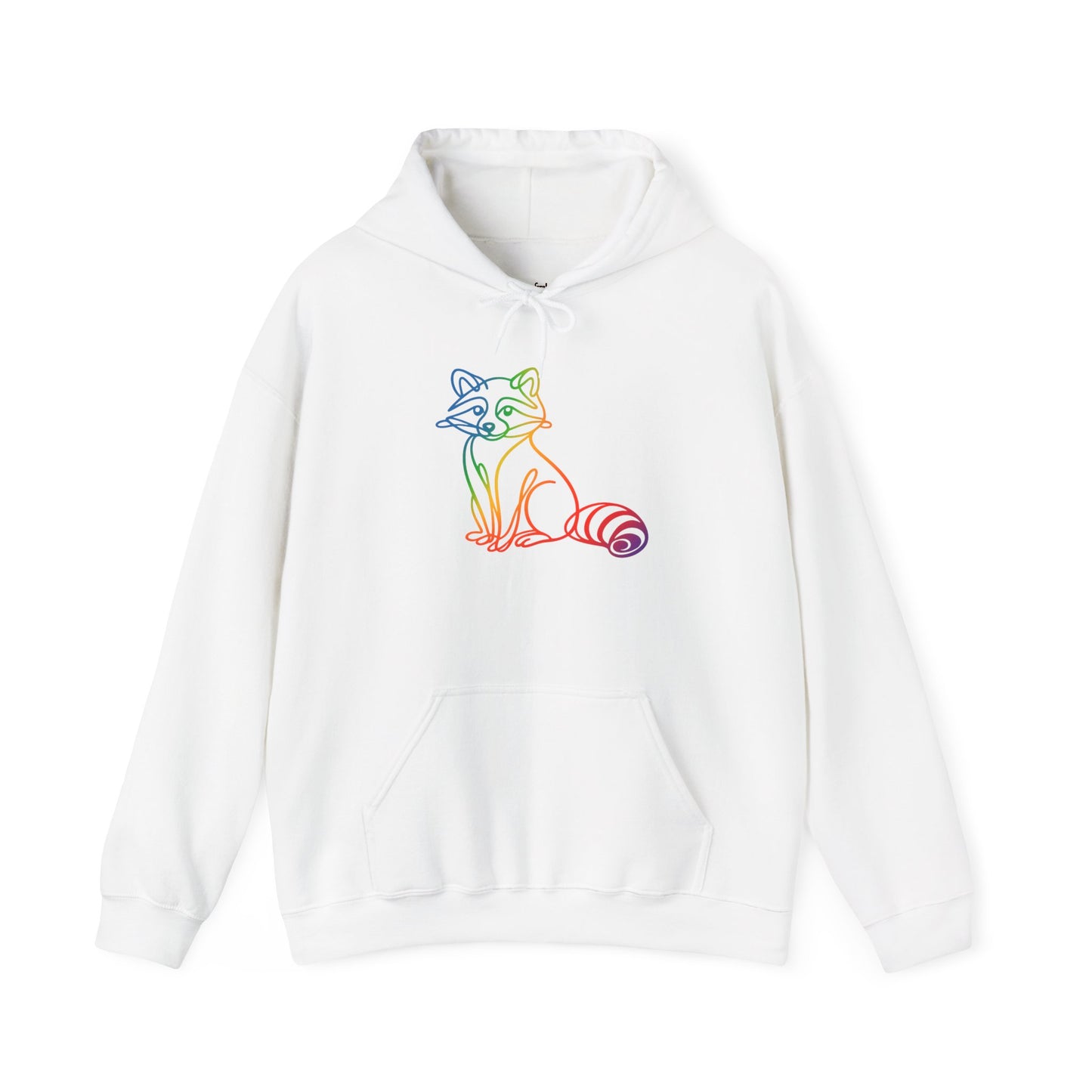Rainbow Line Art Raccoon Hoodie
