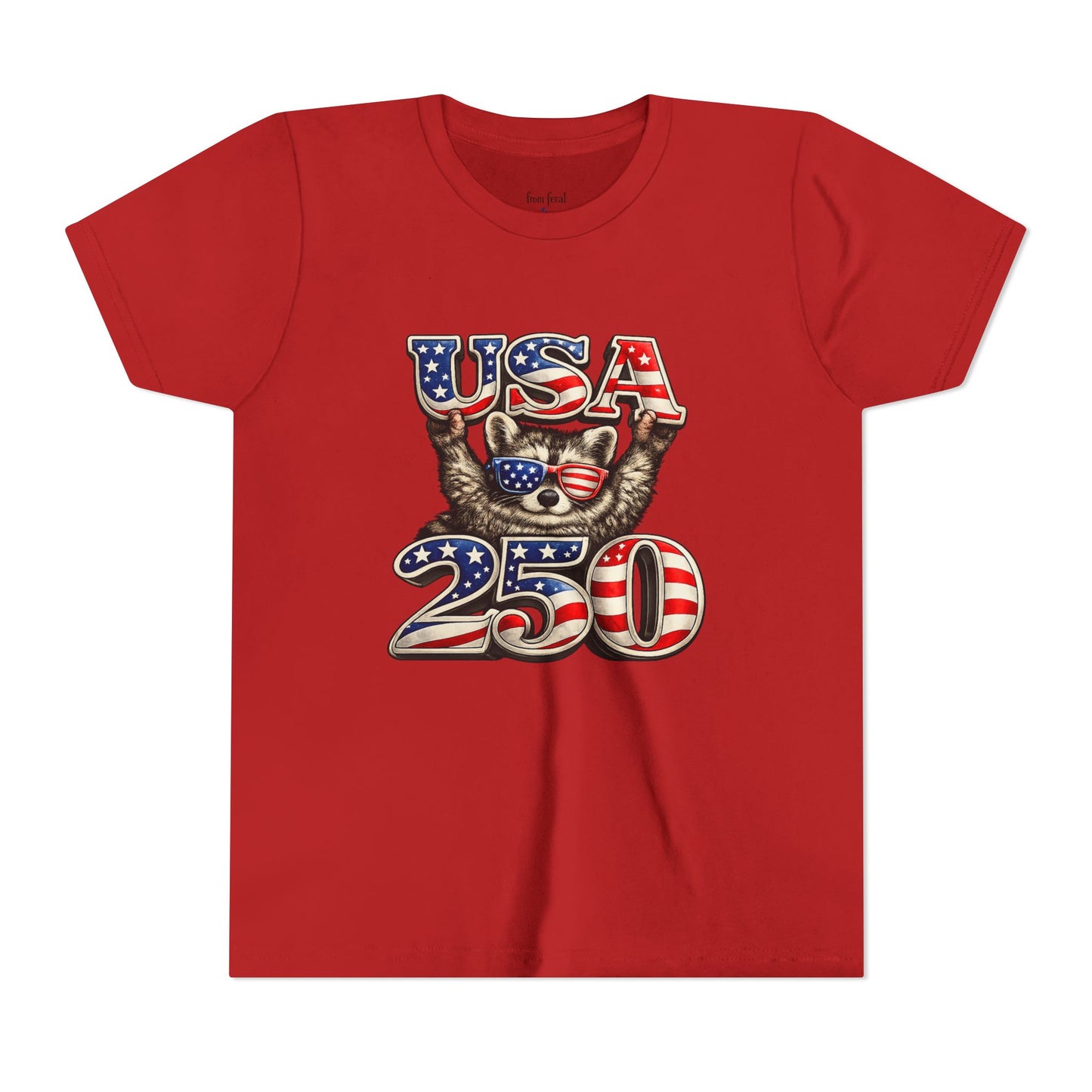Patriotic Raccoon Youth Tee — Raccoon with USA 250