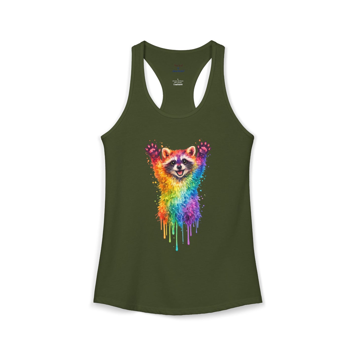 Watercolor Wildlife Raccoon Racerback Tank
