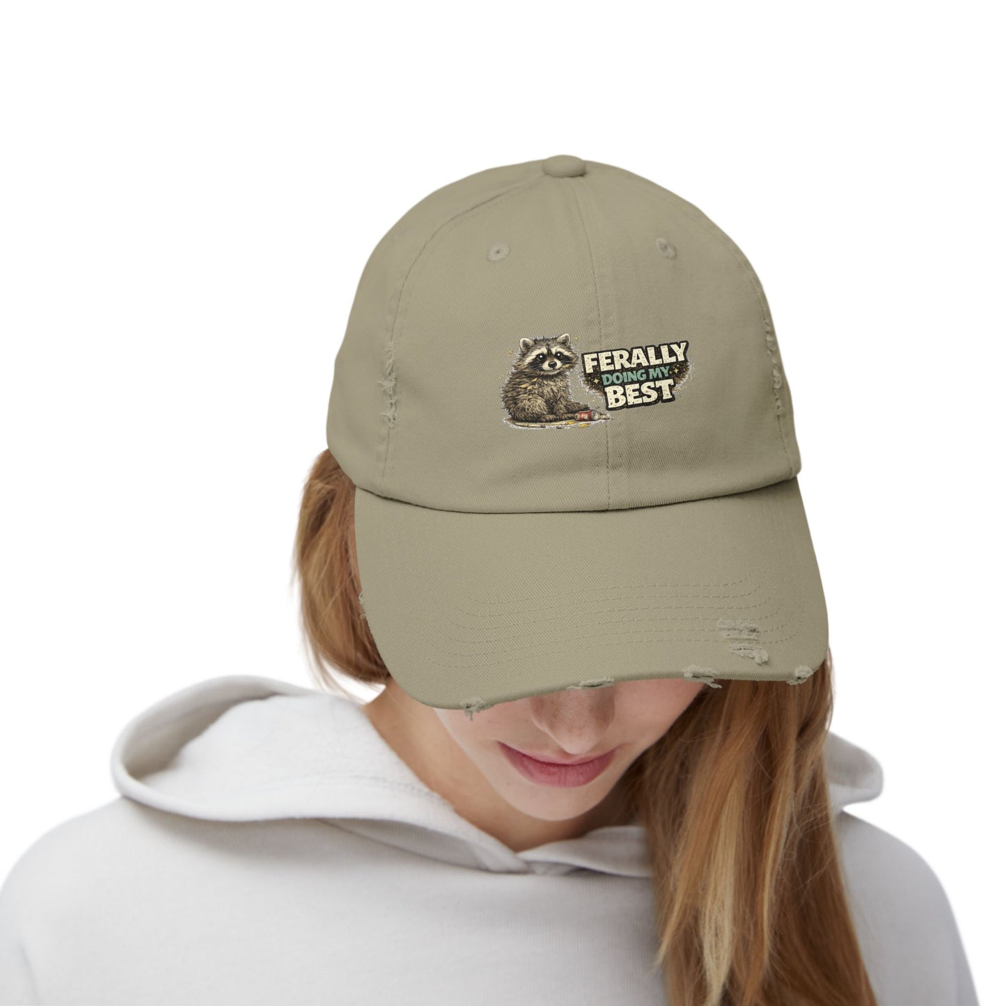 Ferally Distressed Cap — Raccoon Mom/Dad Funny Dad Hat