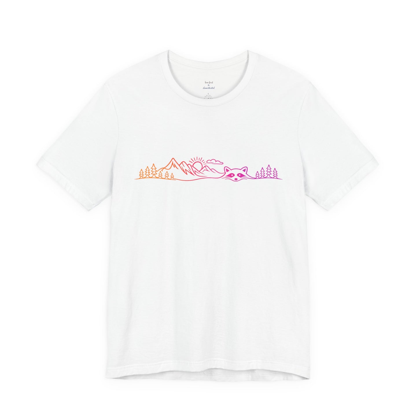 Raccoon Tee — Minimal Line Raccoon Scenic Graphic T-Shirt