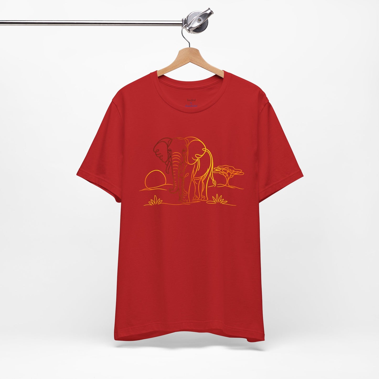 Elephant Sunset Tee — Minimal Line Art Safari T-Shirt