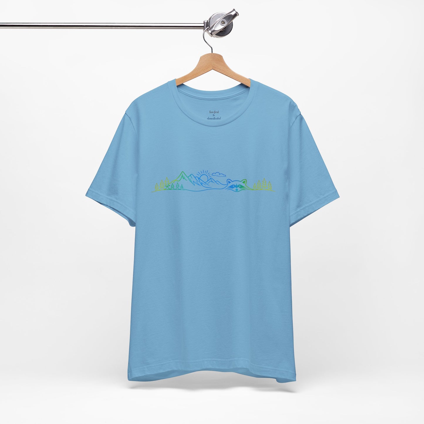 Raccoon Tee — Minimal Line Raccoon Scenic Graphic T-Shirt