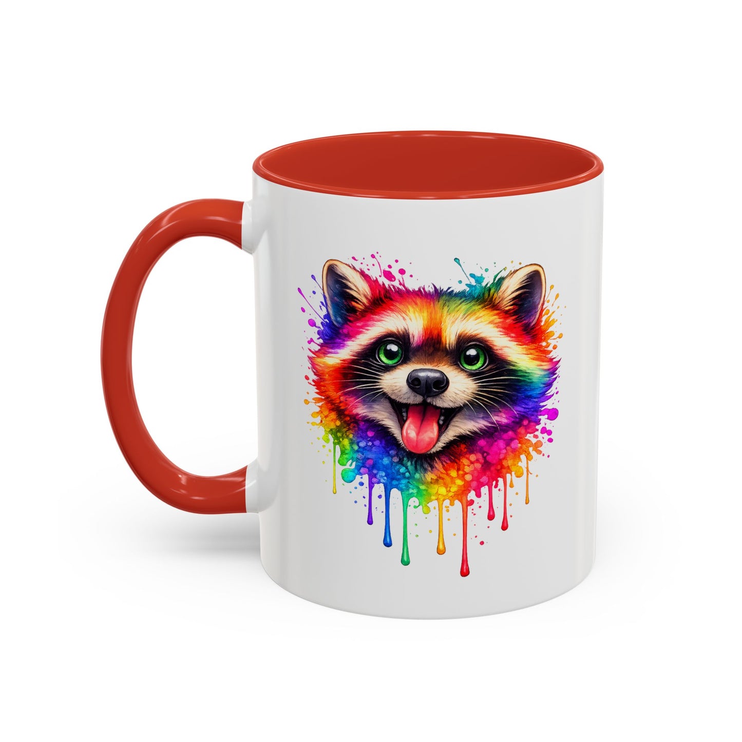 Cheerful Watercolor Raccoon Accent Coffee Mug