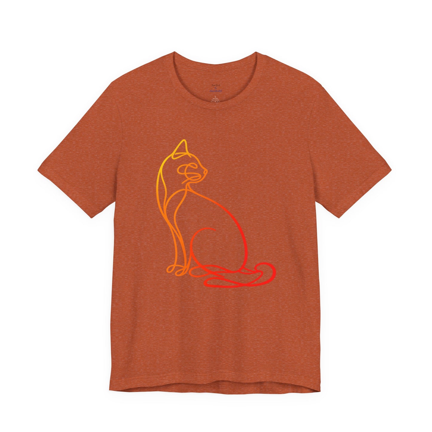 Colorful Line-Work Sitting Cat T-Shirt