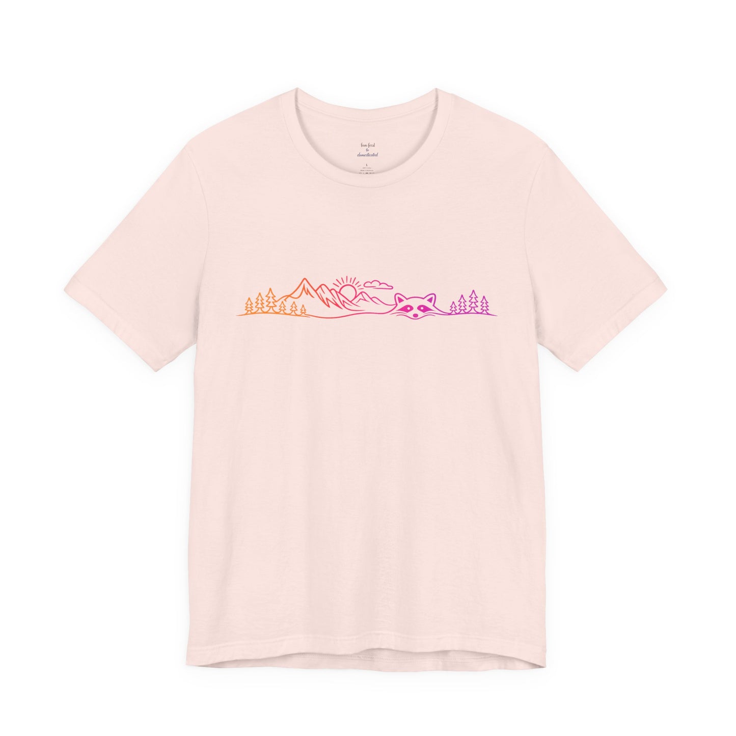Raccoon Tee — Minimal Line Raccoon Scenic Graphic T-Shirt