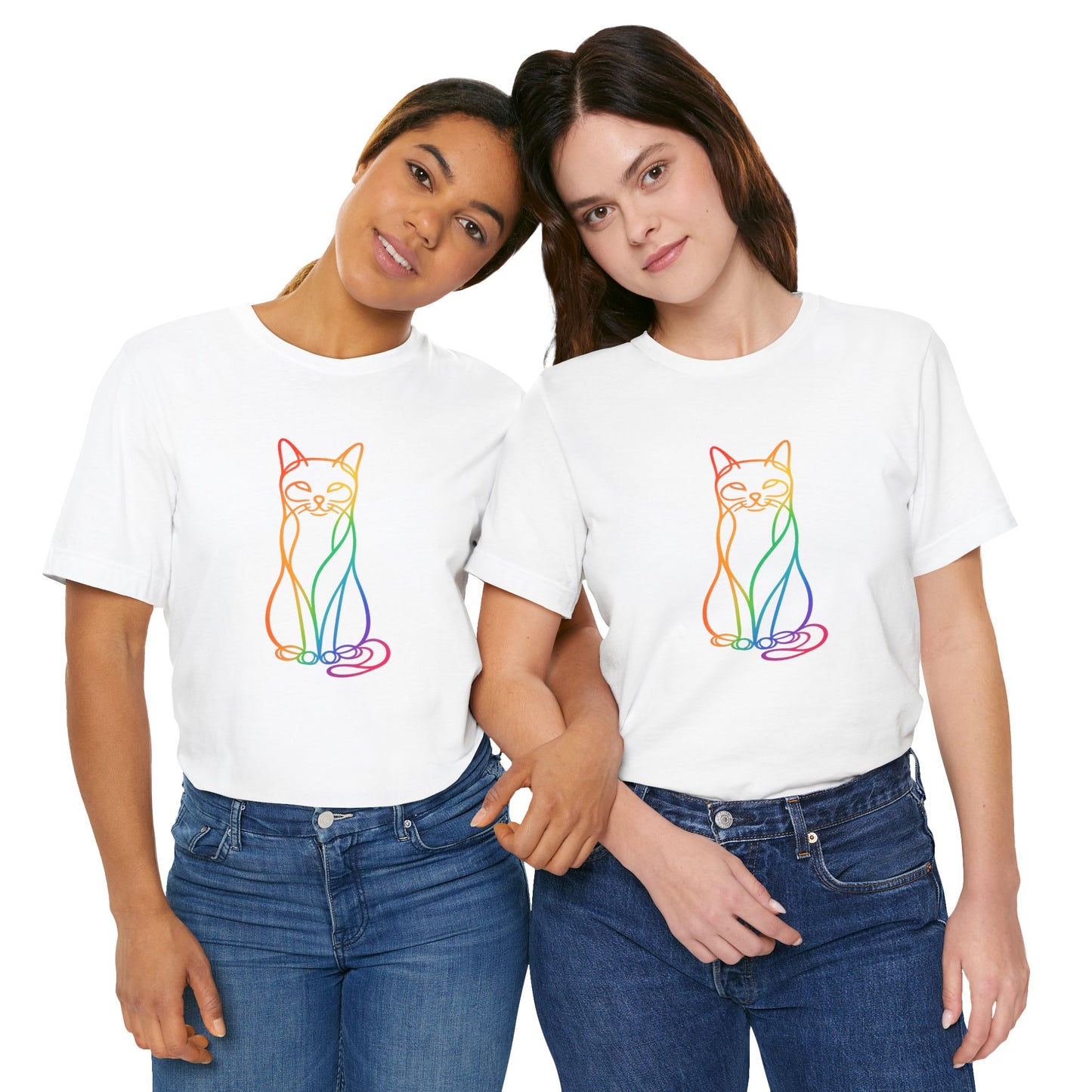 Colorful Line-Work Sitting Cat T-Shirt