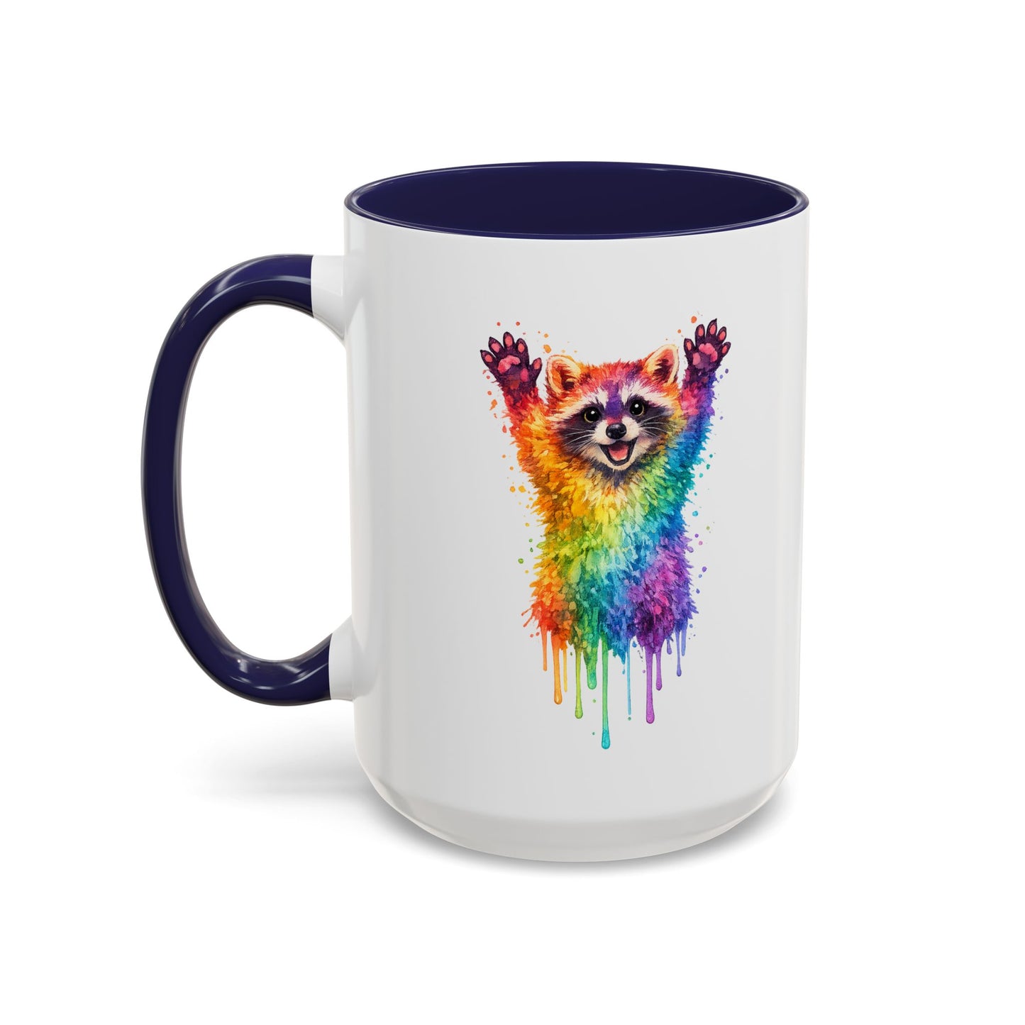 Cheerful Watercolor Raccoon Accent Coffee Mug
