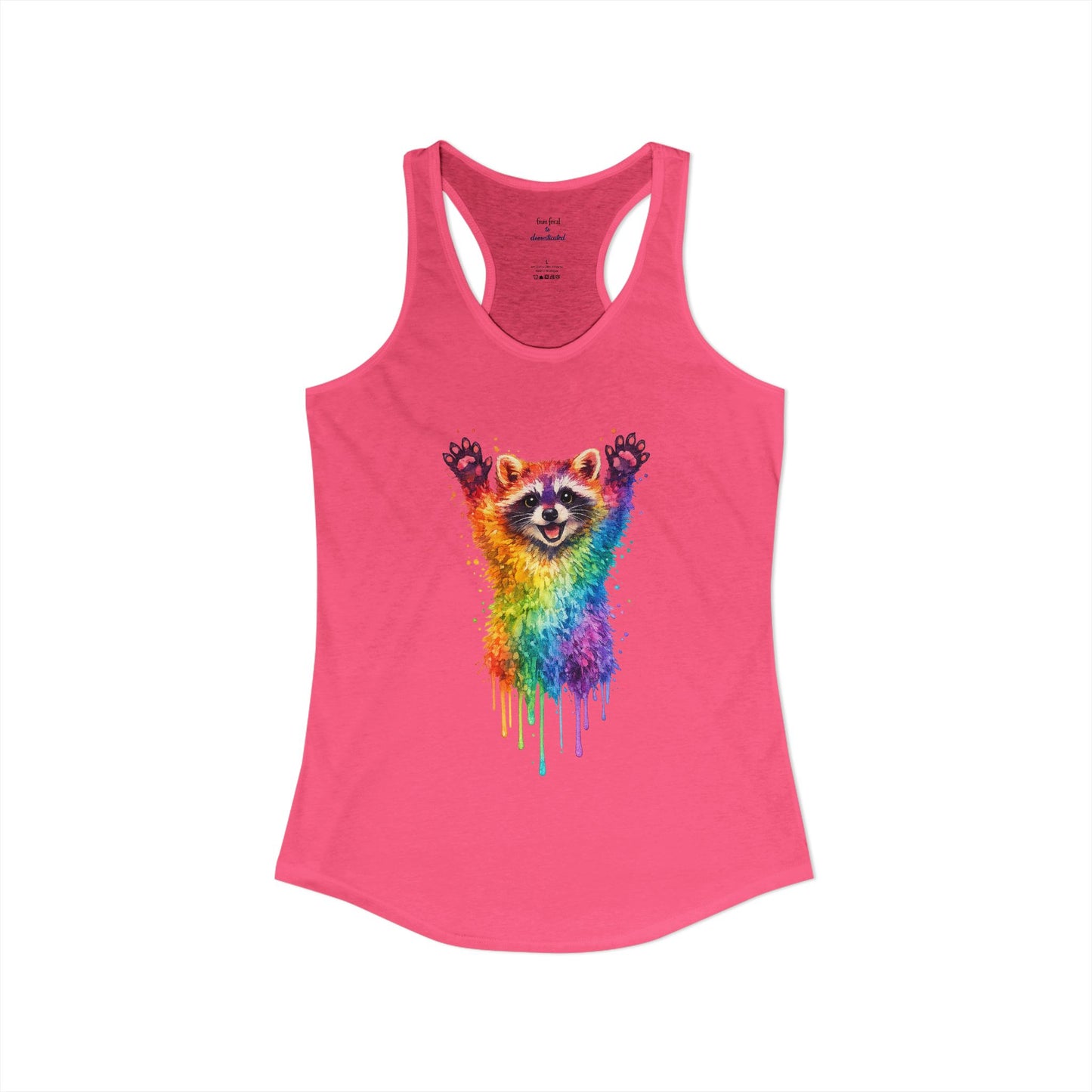 Watercolor Wildlife Raccoon Racerback Tank