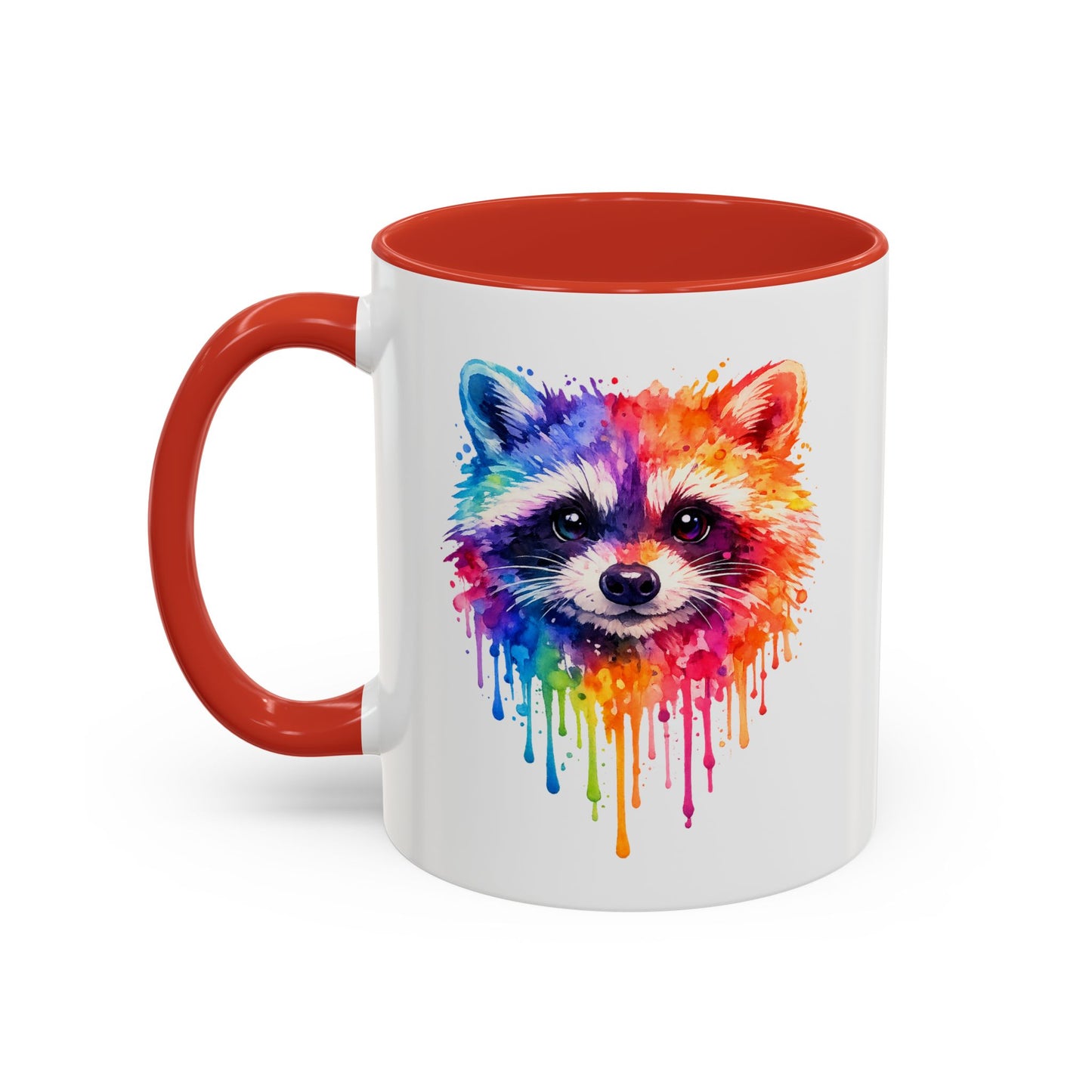 Cheerful Watercolor Raccoon Accent Coffee Mug