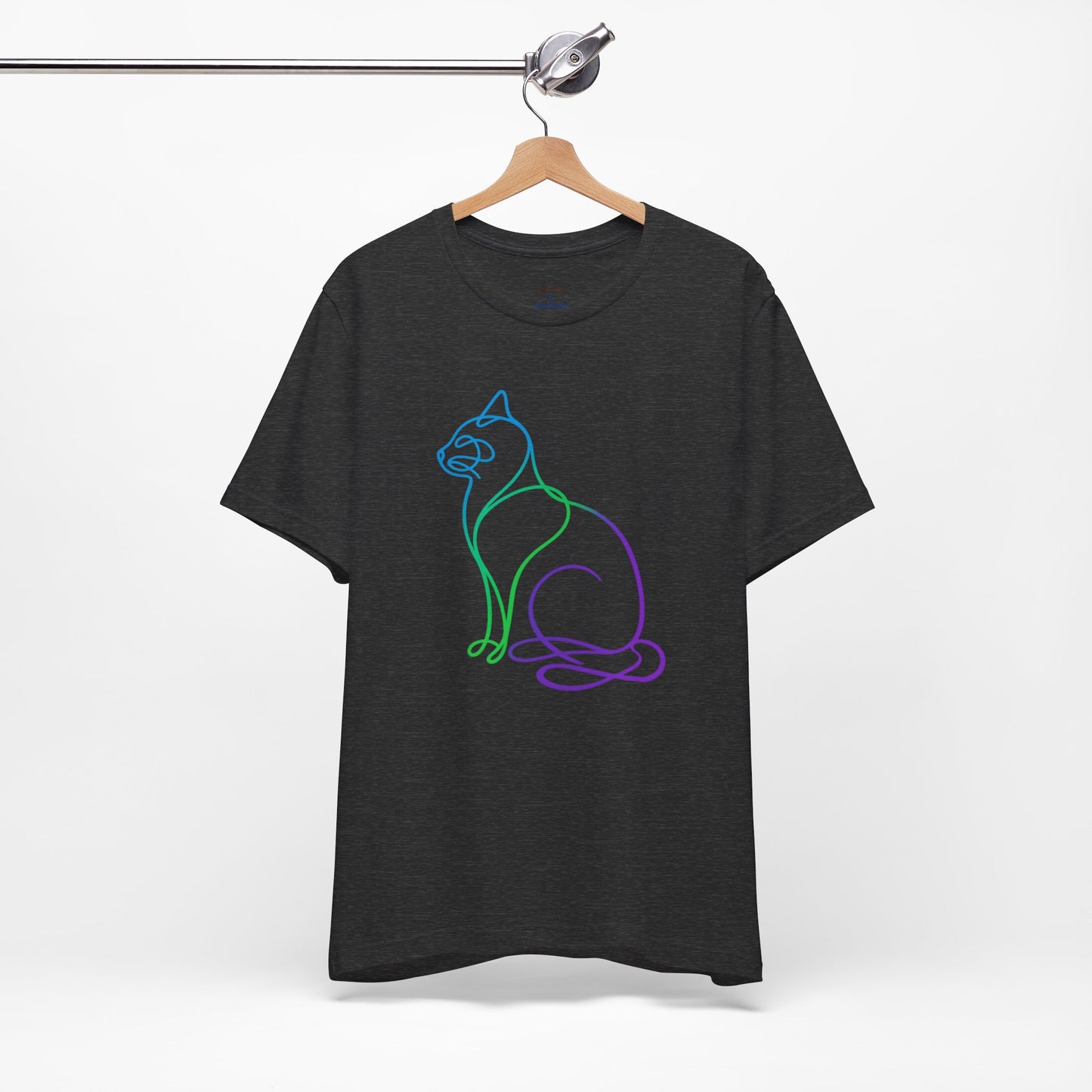 Colorful Line | Work Sitting Cat T-Shirt