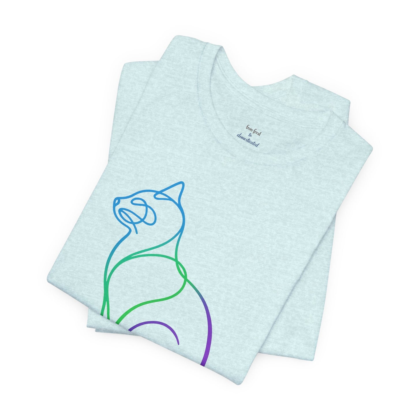 Colorful Line | Work Sitting Cat T-Shirt