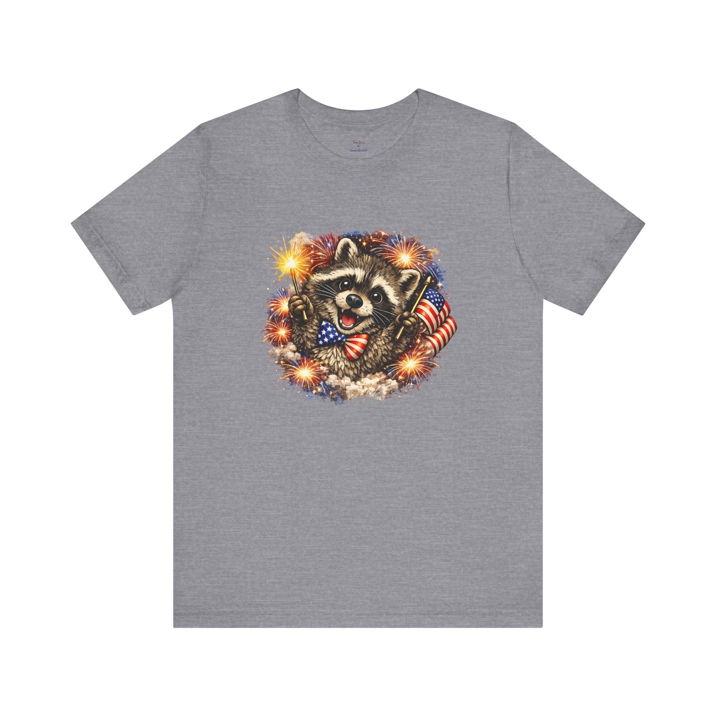 Patriot Raccoon 250th Anniversary T-Shirt — 4th of July Fireworks Flag Tee