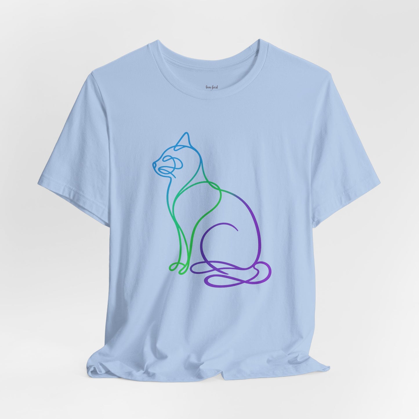 Colorful Line | Work Sitting Cat T-Shirt