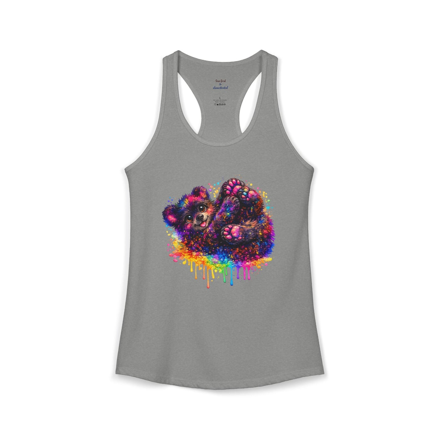 Watercolor Wildlife Bear Cub Racerback Tank