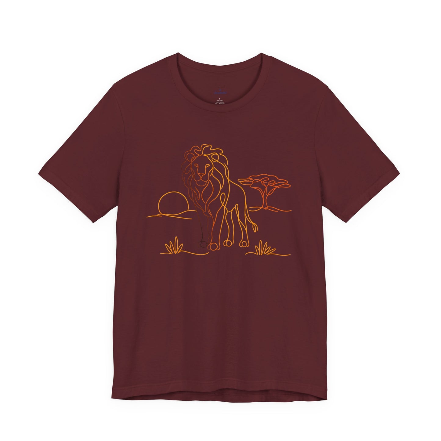 Lion Sunset Tee — Minimal Line Art Safari T-Shirt