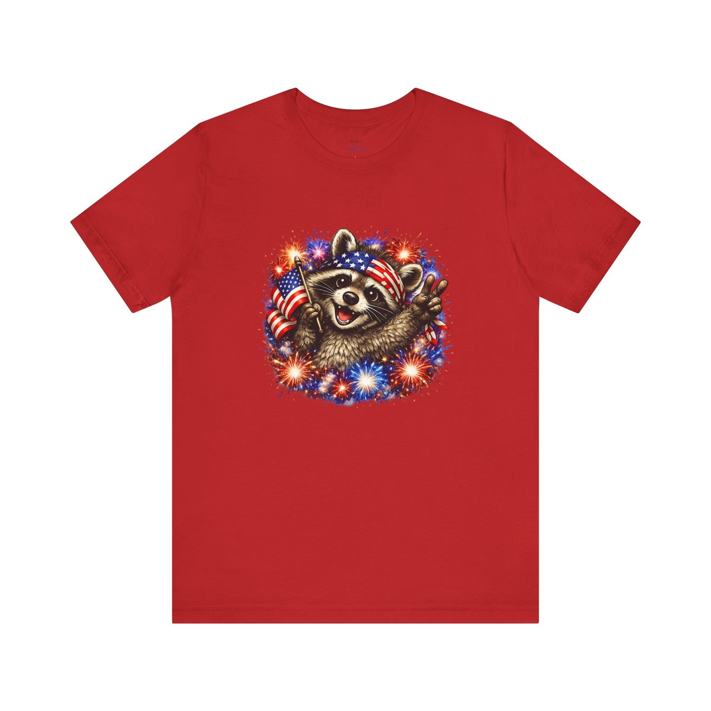 Patriot Raccoon 250th Anniversary T-Shirt — 4th of July Fireworks Flag Tee
