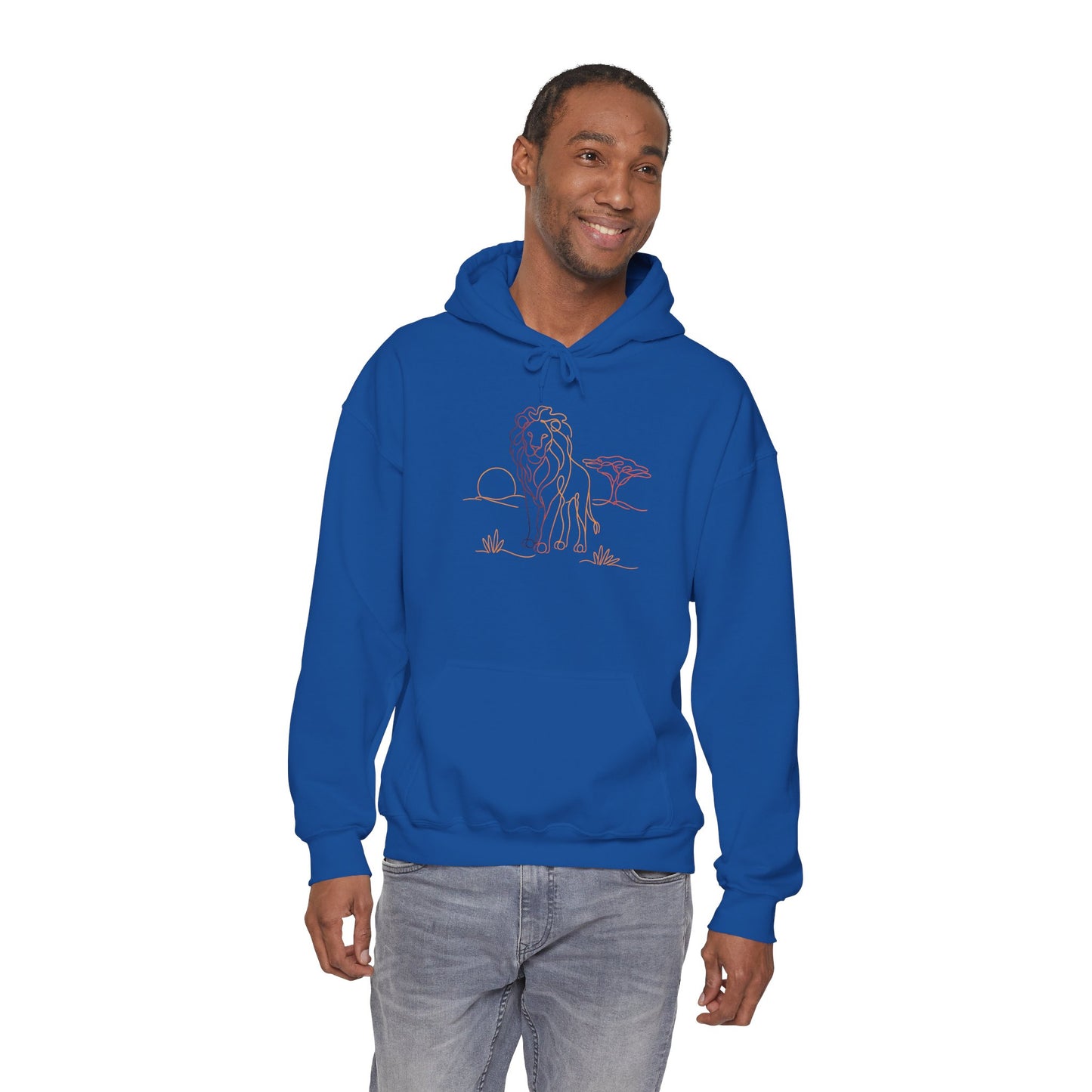 Lion Line Art Hoodie — Minimal Safari Sweatshirt