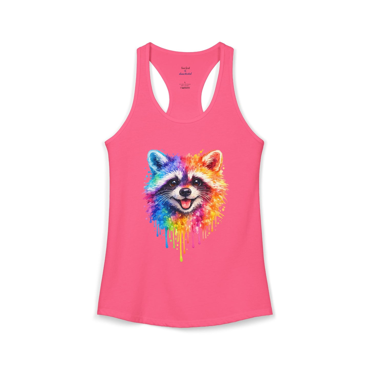 Watercolor Wildlife Raccoon Racerback Tank