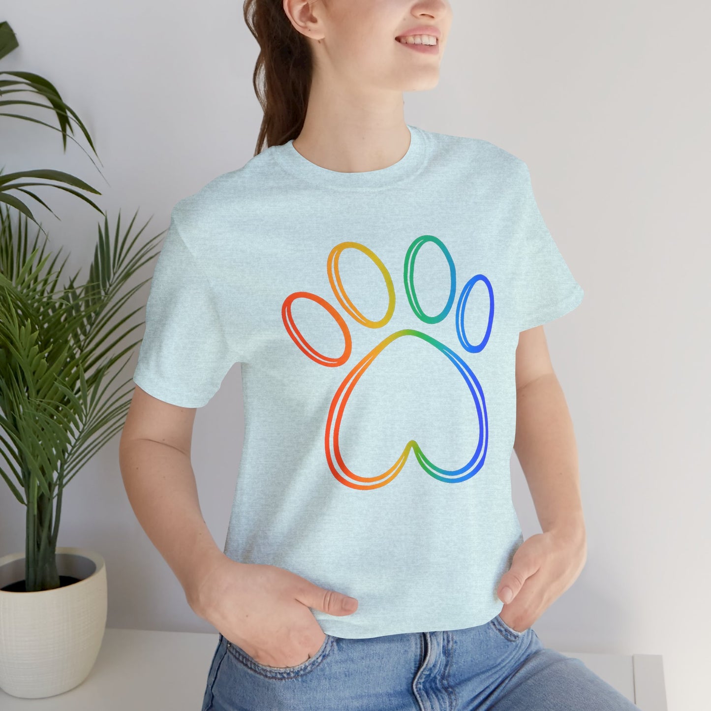 Heart/Paw Colorful Line-Work T-Shirt