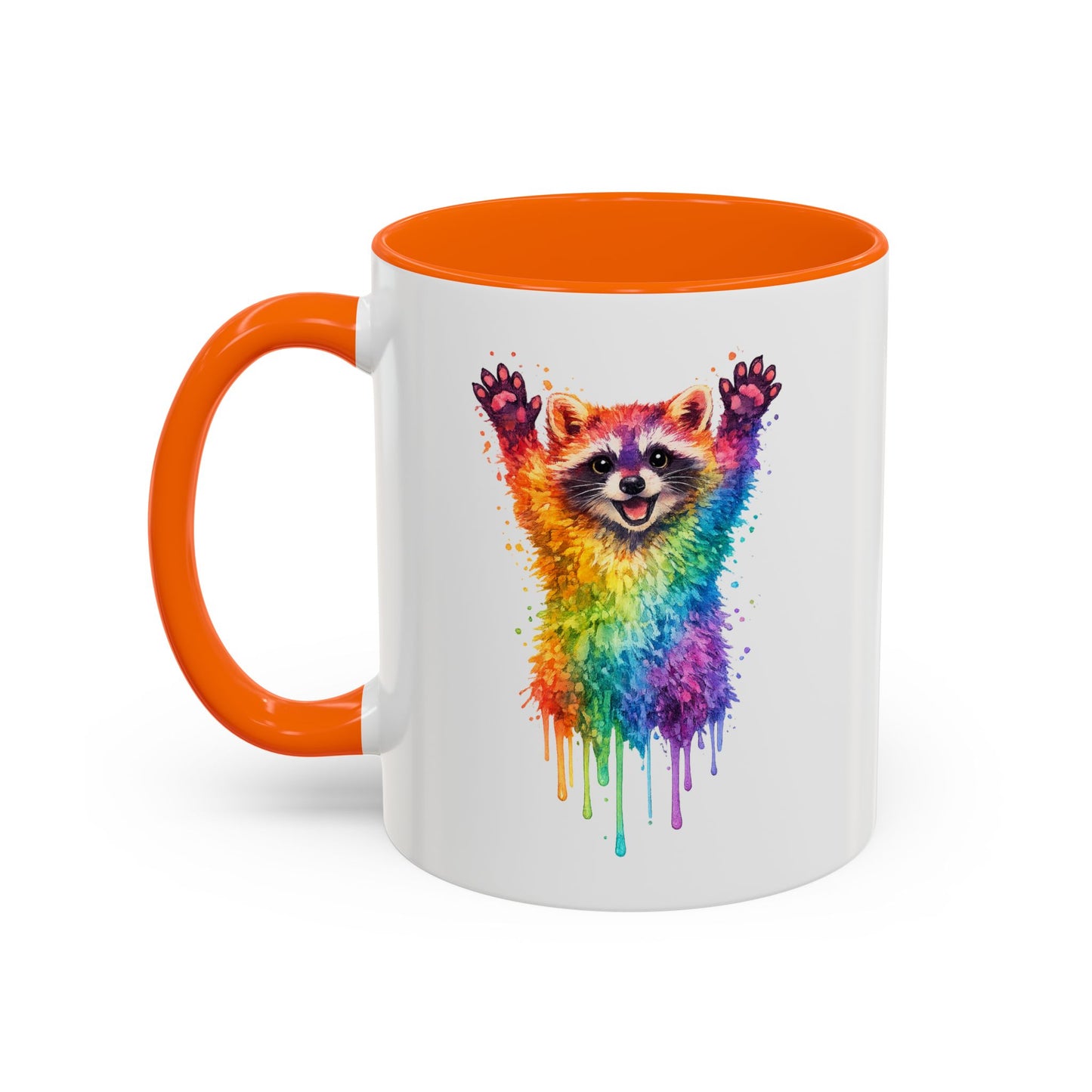 Cheerful Watercolor Raccoon Accent Coffee Mug
