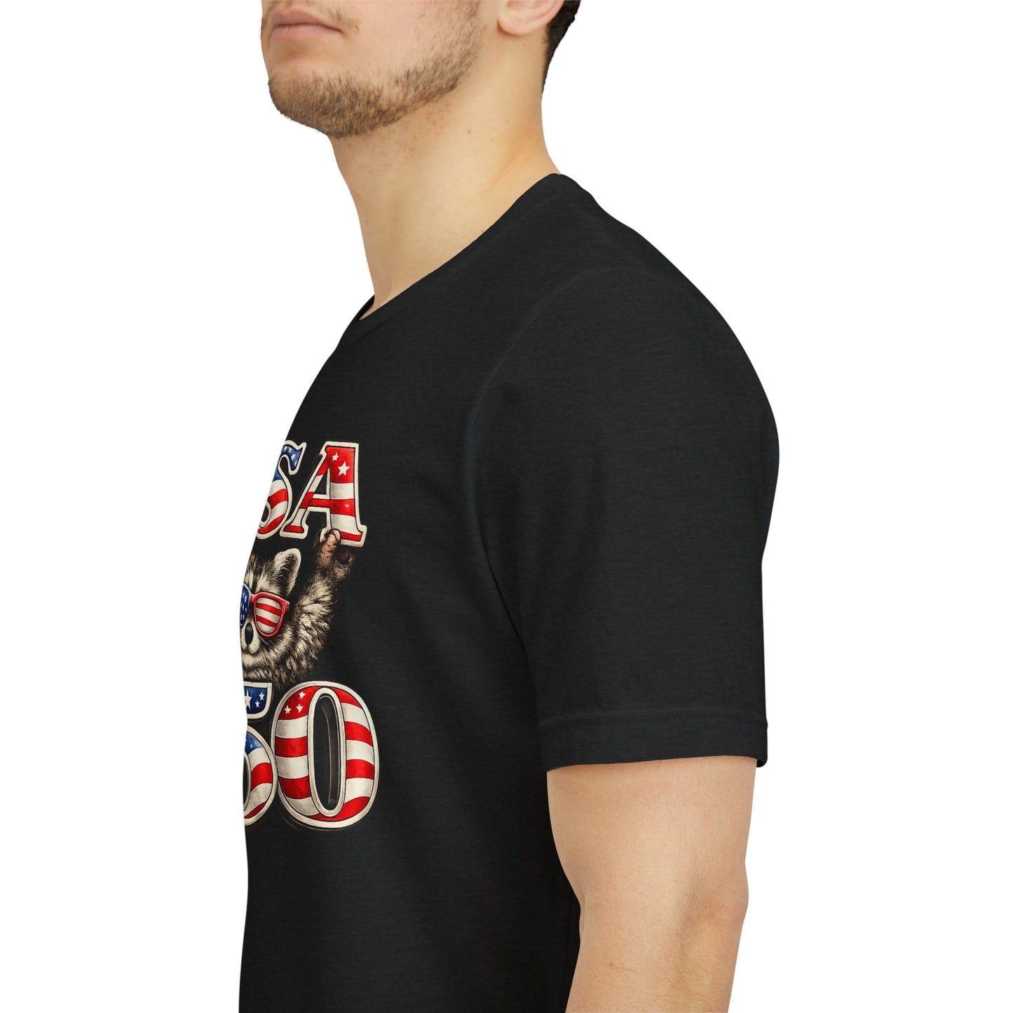 Patriot Raccoon 250th Anniversary T-Shirt — 4th of July Fireworks Flag Tee