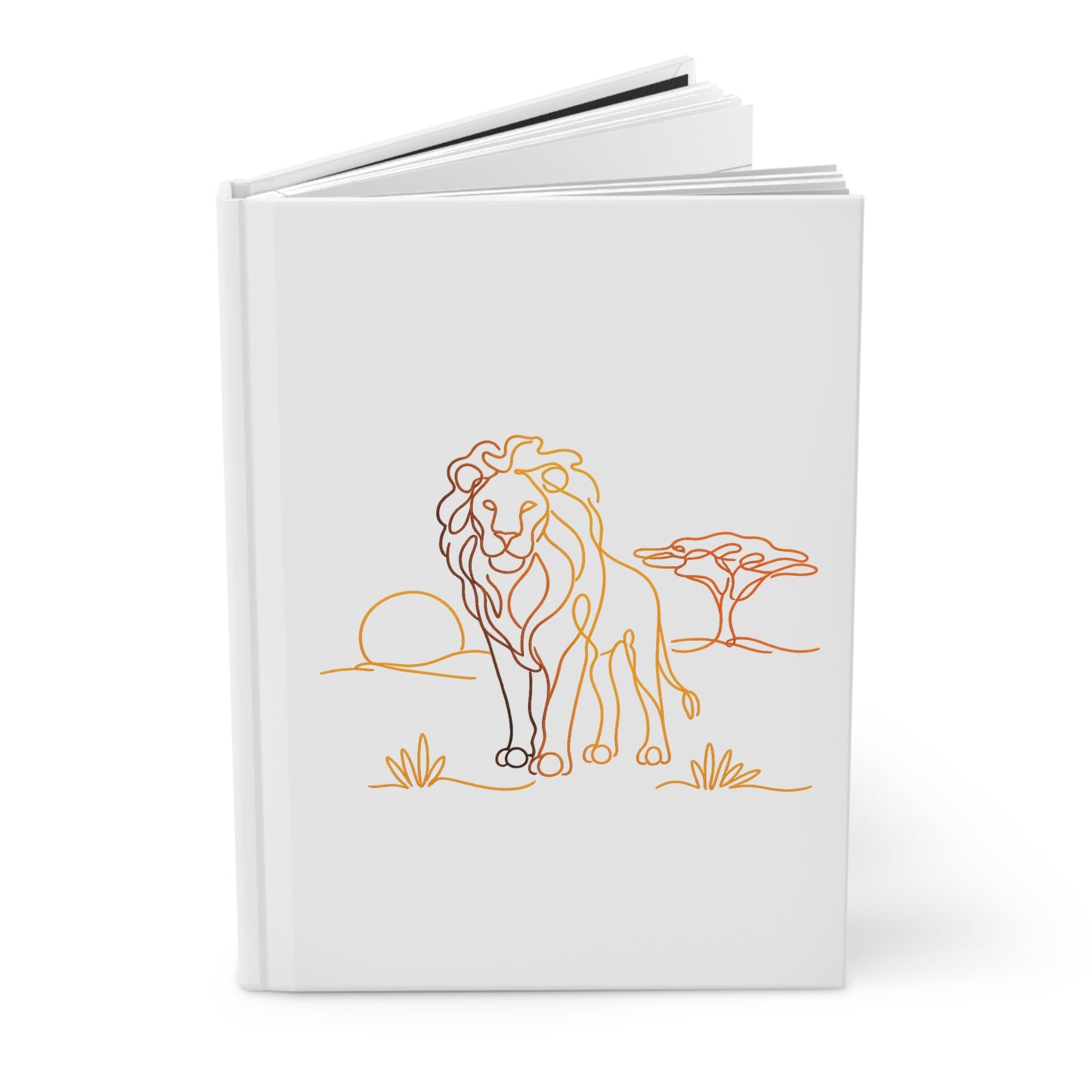 Lion Sunrise Hardcover Journal — Minimal Safari Sketch Notebook