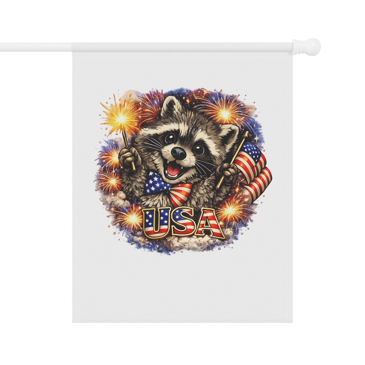 Patriotic Raccoon 250 Garden Flag — 4th of July House Banner