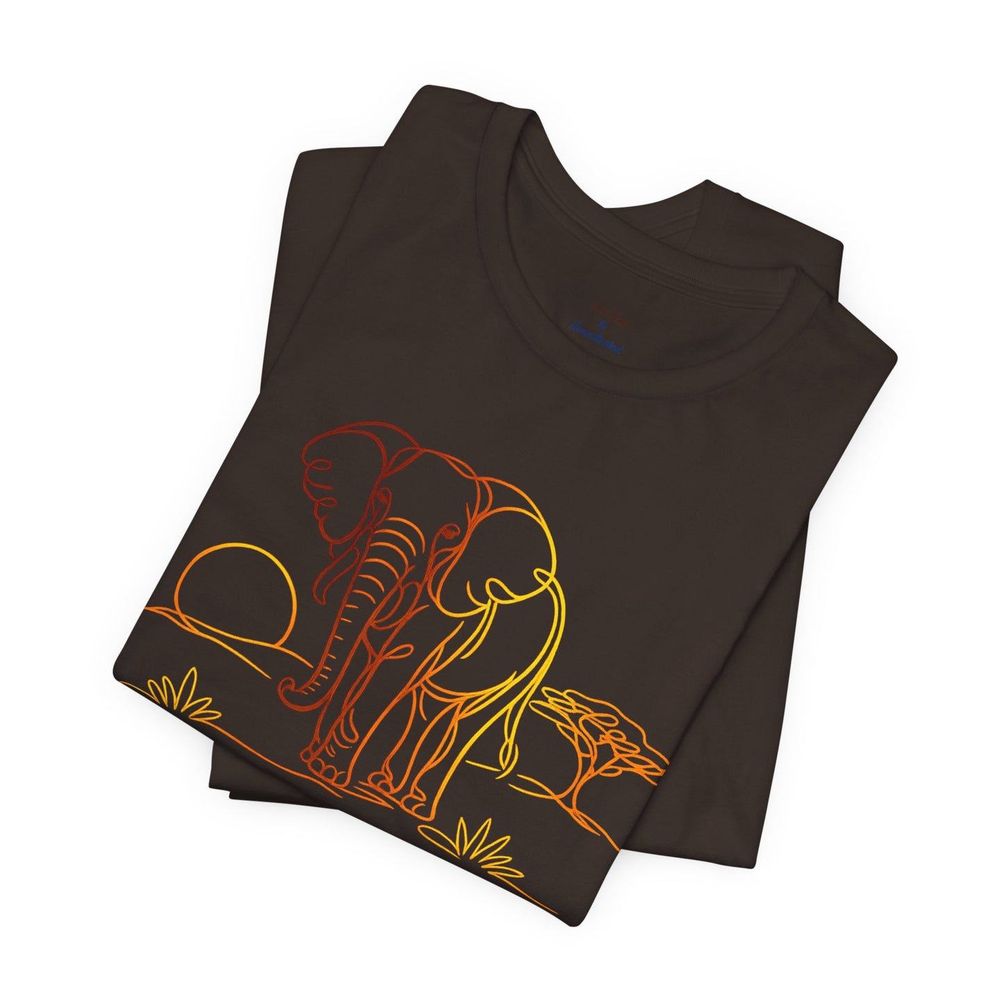 Elephant Sunset Tee — Minimal Line Art Safari T-Shirt