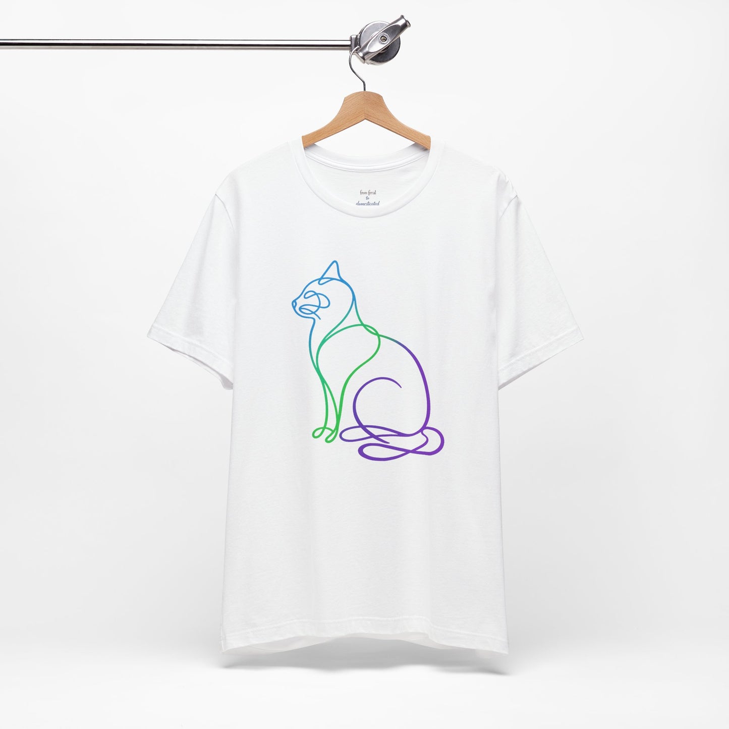 Colorful Line | Work Sitting Cat T-Shirt