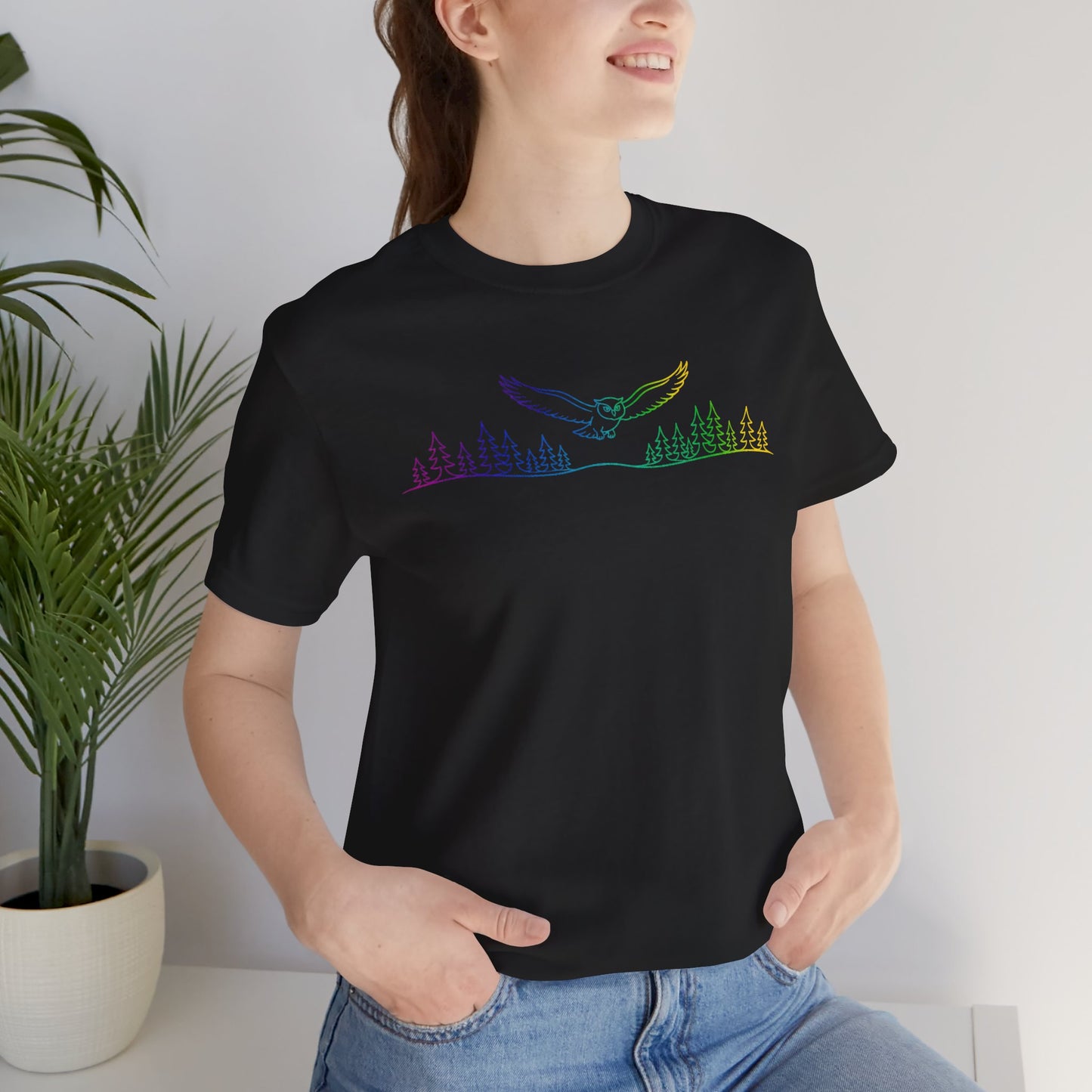 Owl | Colorful Line-Work T-Shirt