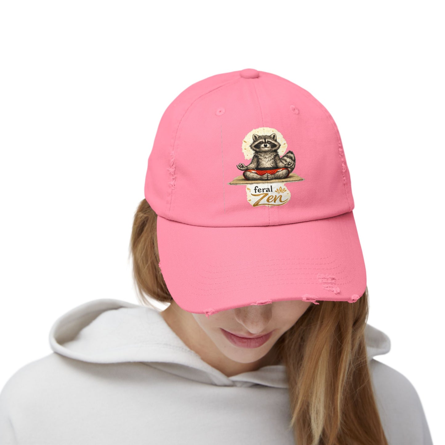 Feral Zen Distressed Cap — Raccoon Mom/Dad Funny Dad Hat