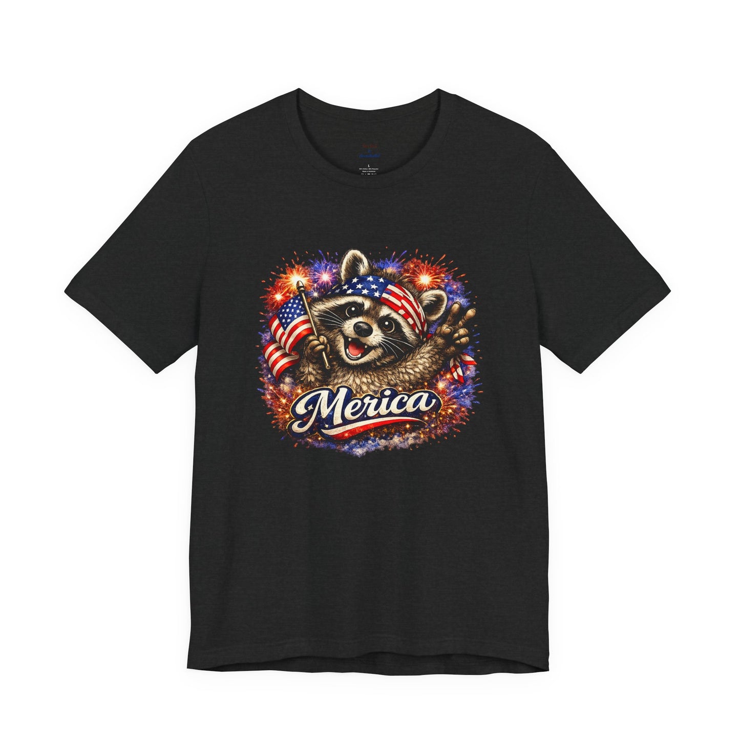 Patriot Raccoon 250th Anniversary T-Shirt — 4th of July Fireworks Flag Tee