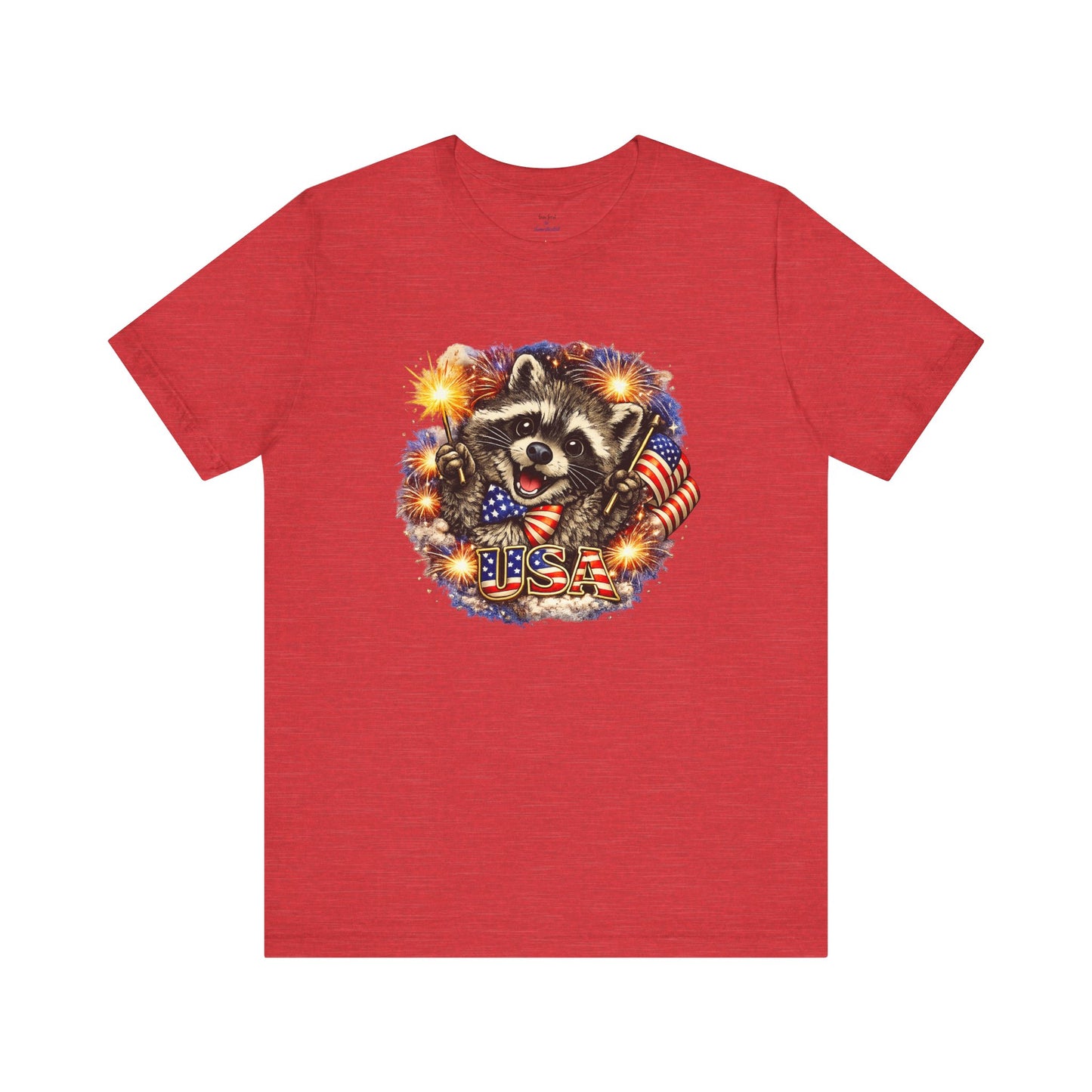 Patriot Raccoon 250th Anniversary T-Shirt — 4th of July Fireworks Flag Tee