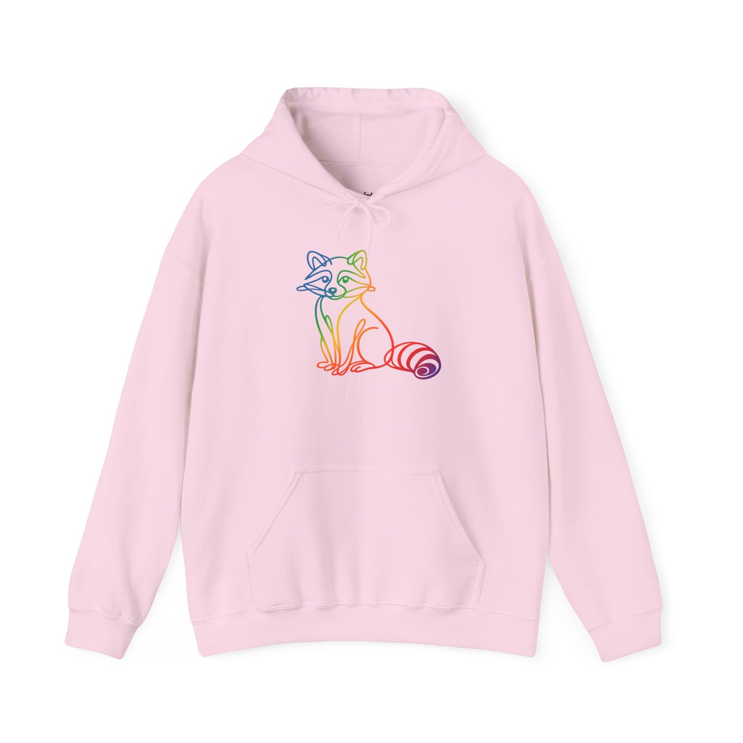 Rainbow Line Art Raccoon Hoodie