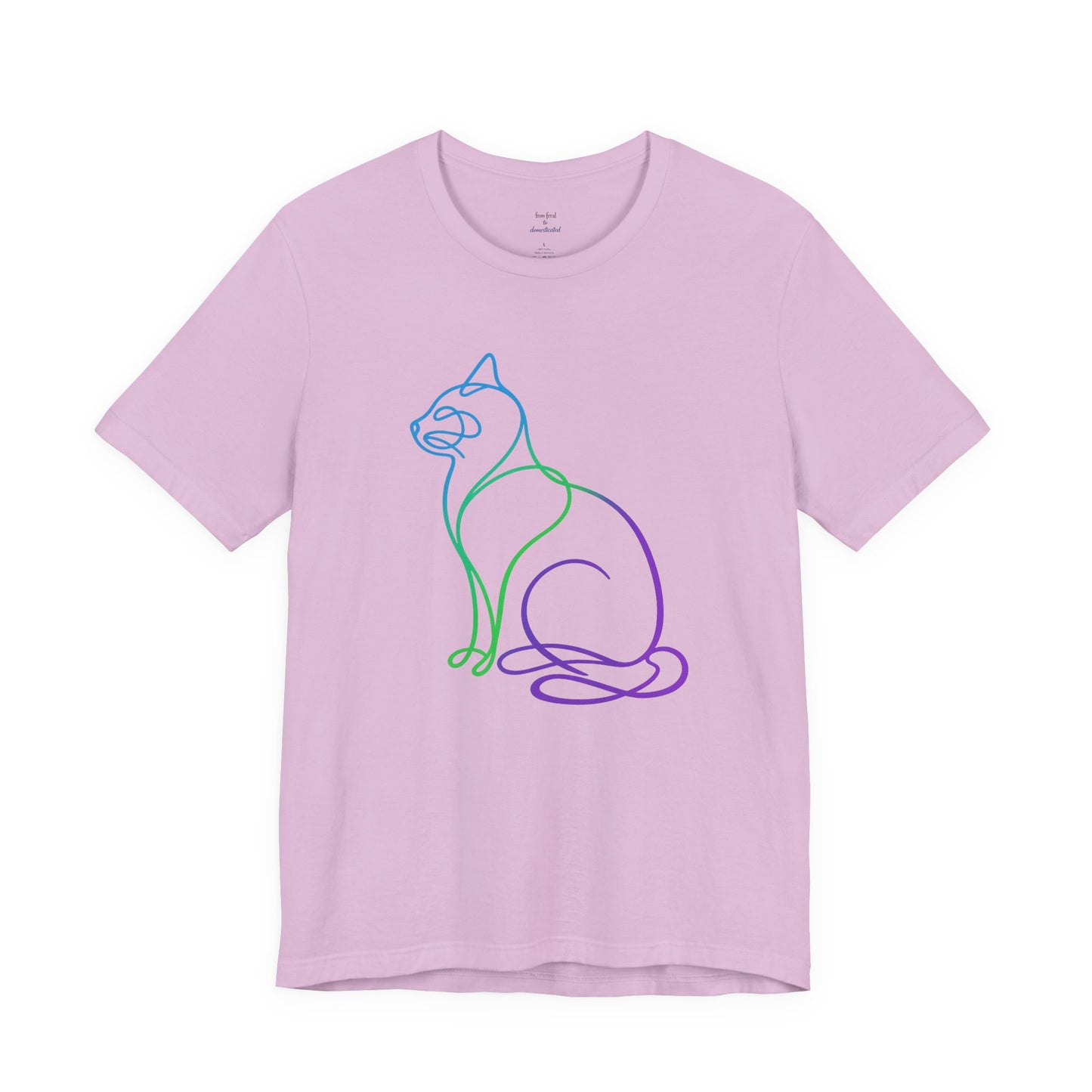Colorful Line | Work Sitting Cat T-Shirt