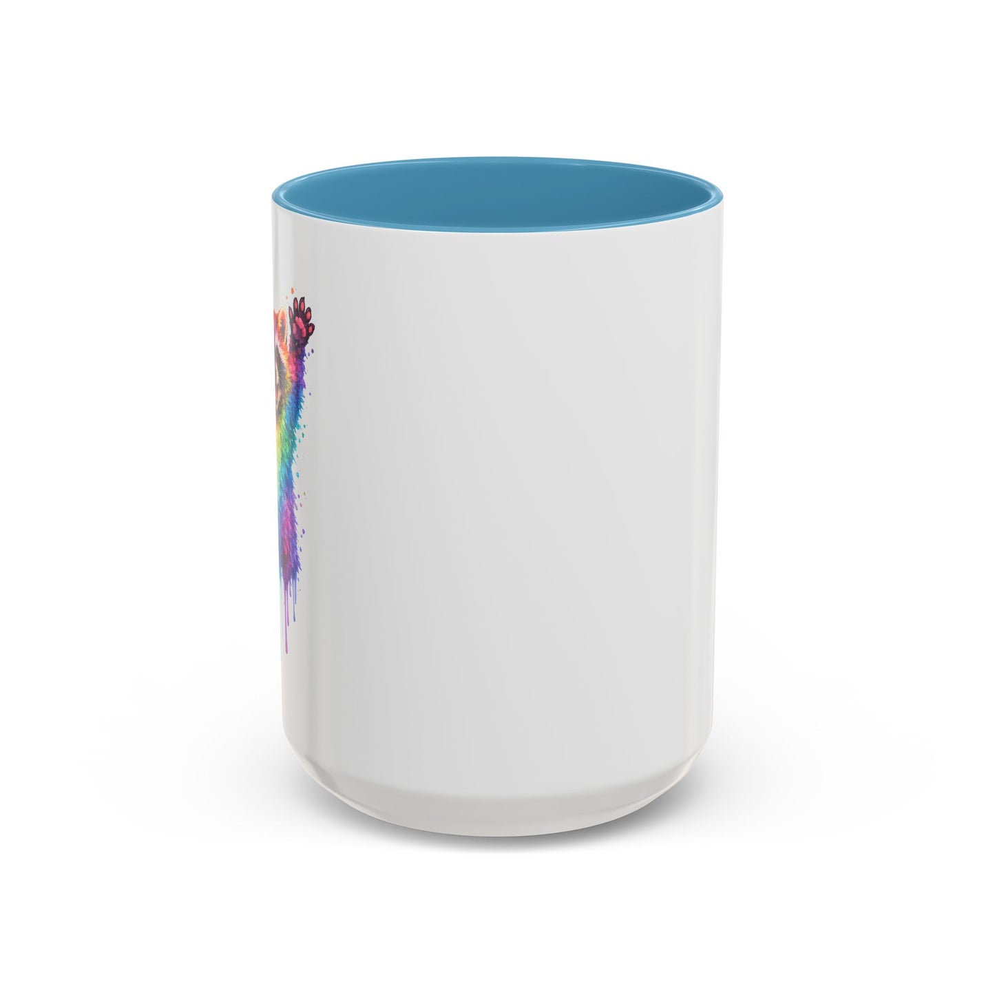 Cheerful Watercolor Raccoon Accent Coffee Mug
