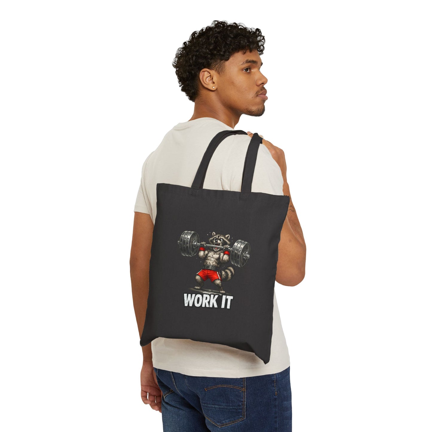 Work It Raccoon Canvas Tote Bag