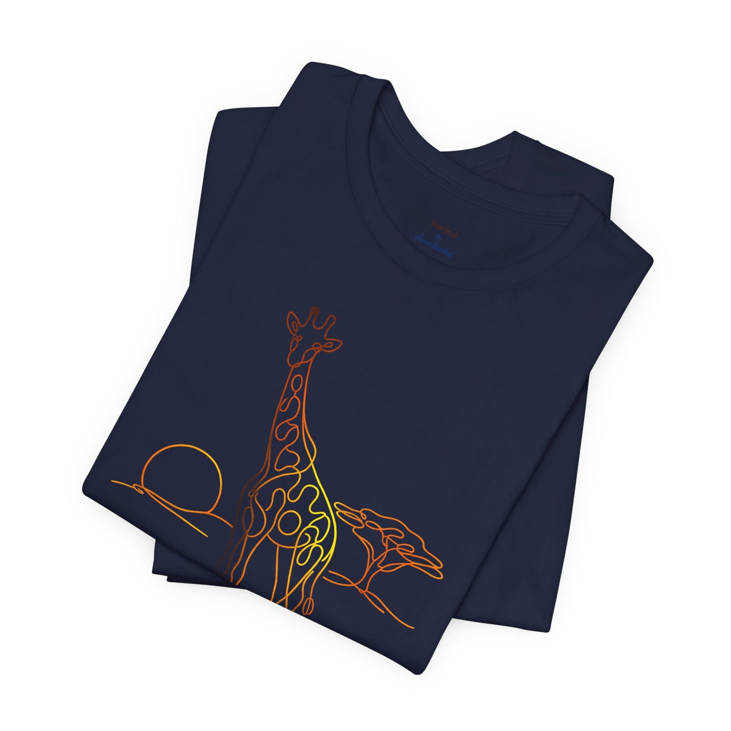 Giraffe Sunset Tee — Minimal Line Art Safari T-Shirt