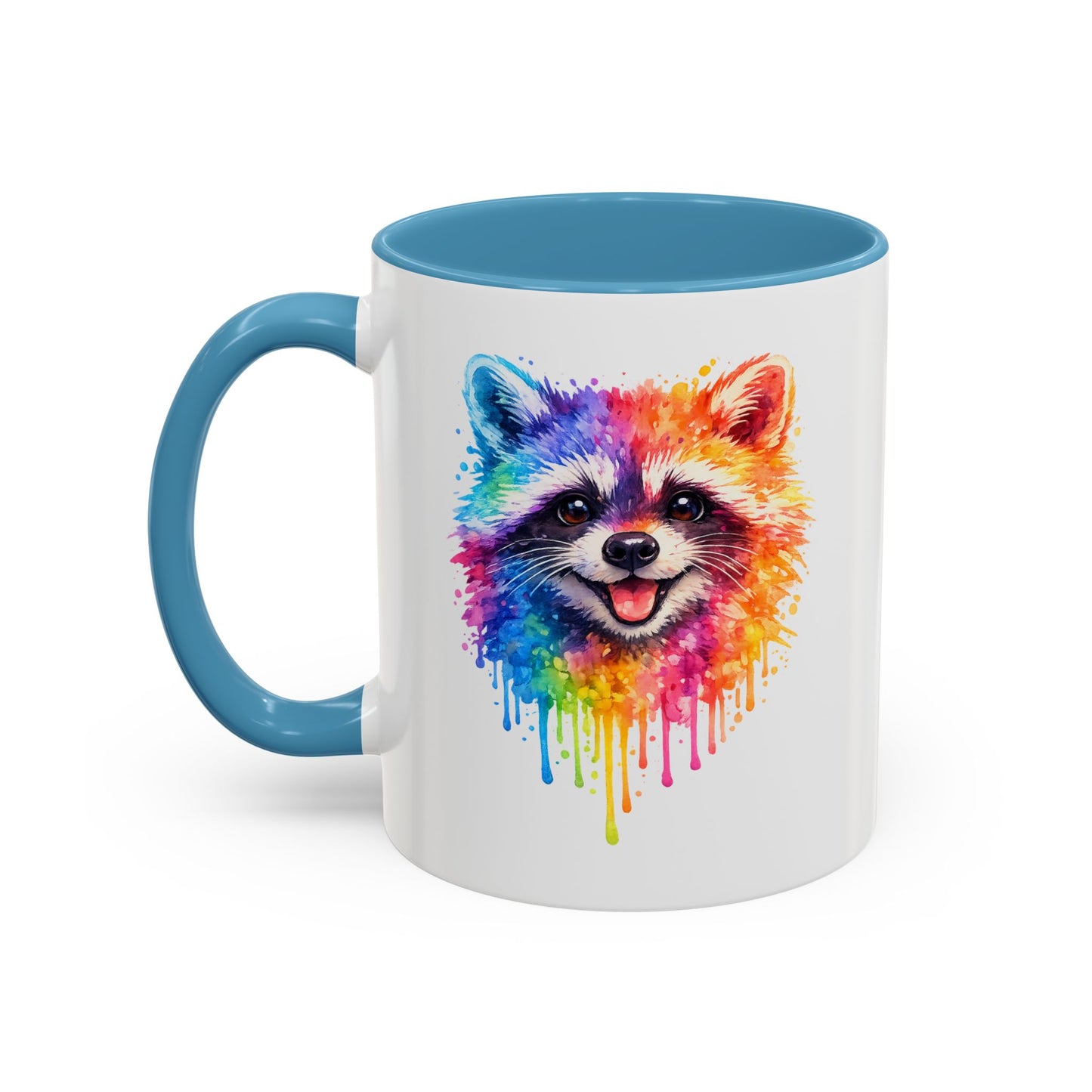 Cheerful Watercolor Raccoon Accent Coffee Mug