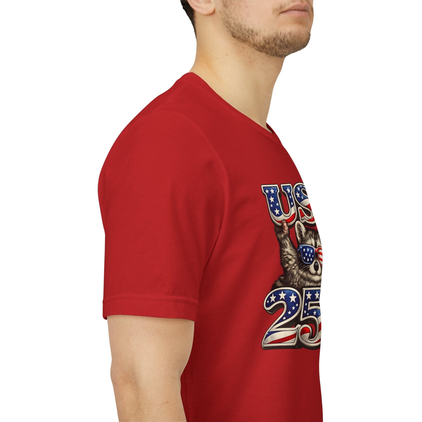Patriot Raccoon 250th Anniversary T-Shirt — 4th of July Fireworks Flag Tee